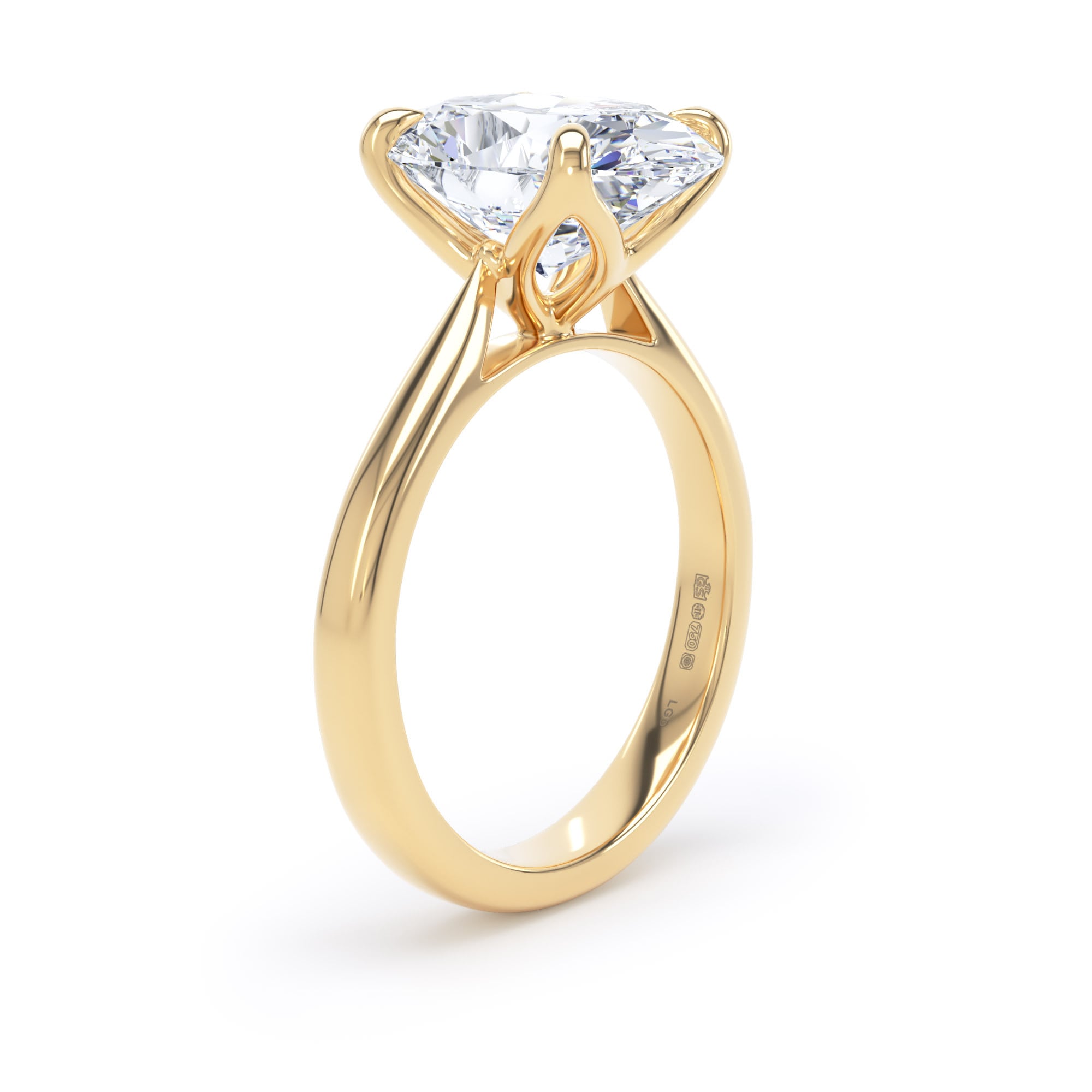 Goldsmiths 18ct Yellow Gold 4.00cttw Oval Cut Lab Grown Diamond Solitaire Engagement Ring