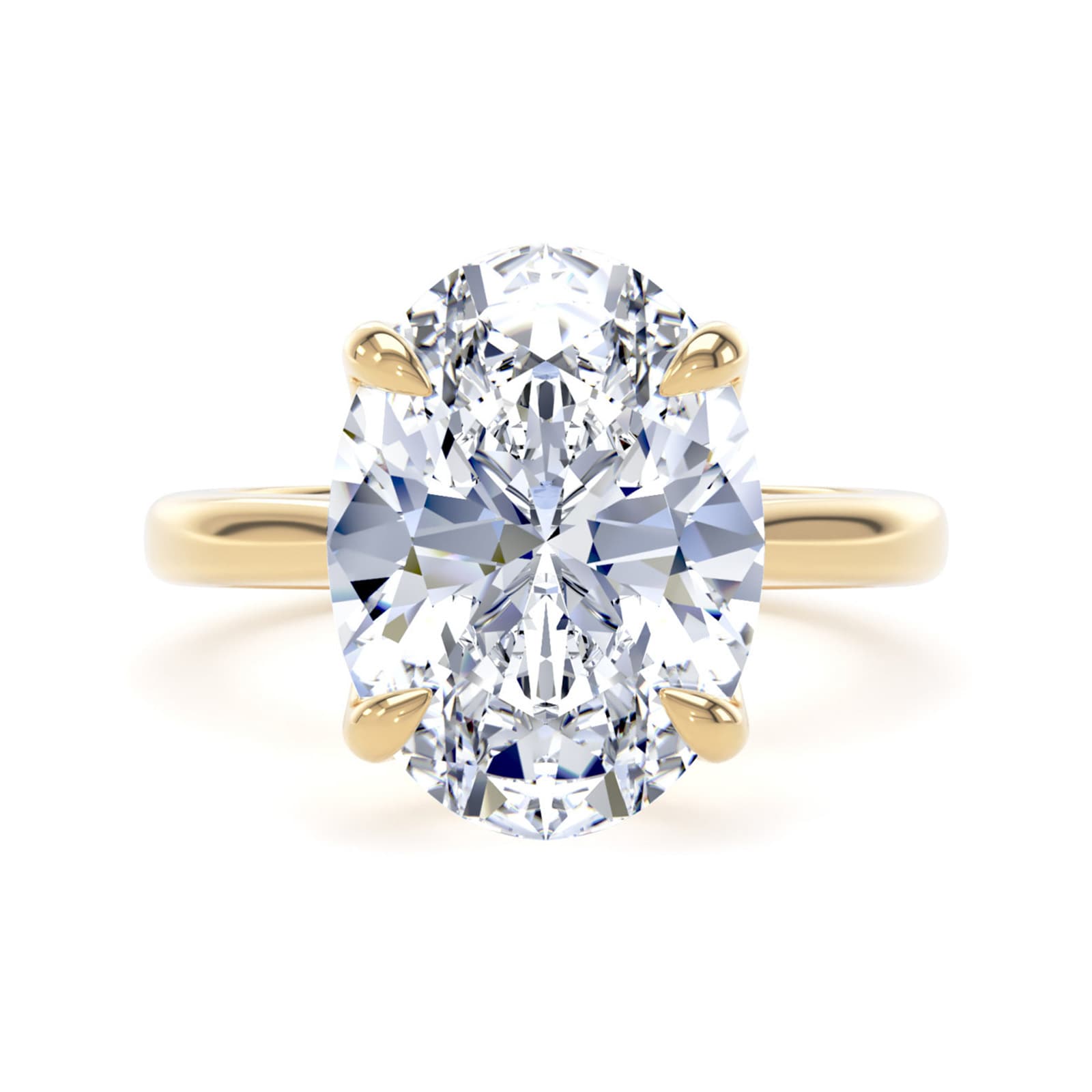 Goldsmiths 18ct Yellow Gold 5.00cttw Oval Cut Lab Grown Diamond Solitaire Engagement Ring