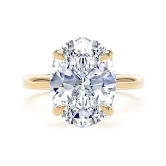 Goldsmiths 18ct Yellow Gold 5.00cttw Oval Cut Lab Grown Diamond Solitaire Engagement Ring