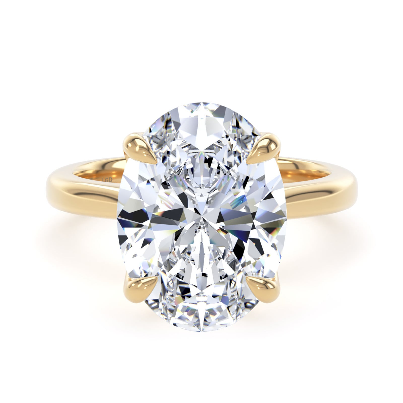 Goldsmiths 18ct Yellow Gold 5.00cttw Oval Cut Lab Grown Diamond Solitaire Engagement Ring
