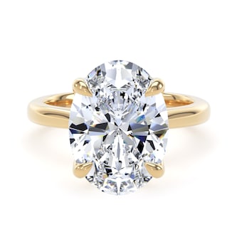 Goldsmiths 18ct Yellow Gold 5.00cttw Oval Cut Lab Grown Diamond Solitaire Engagement Ring