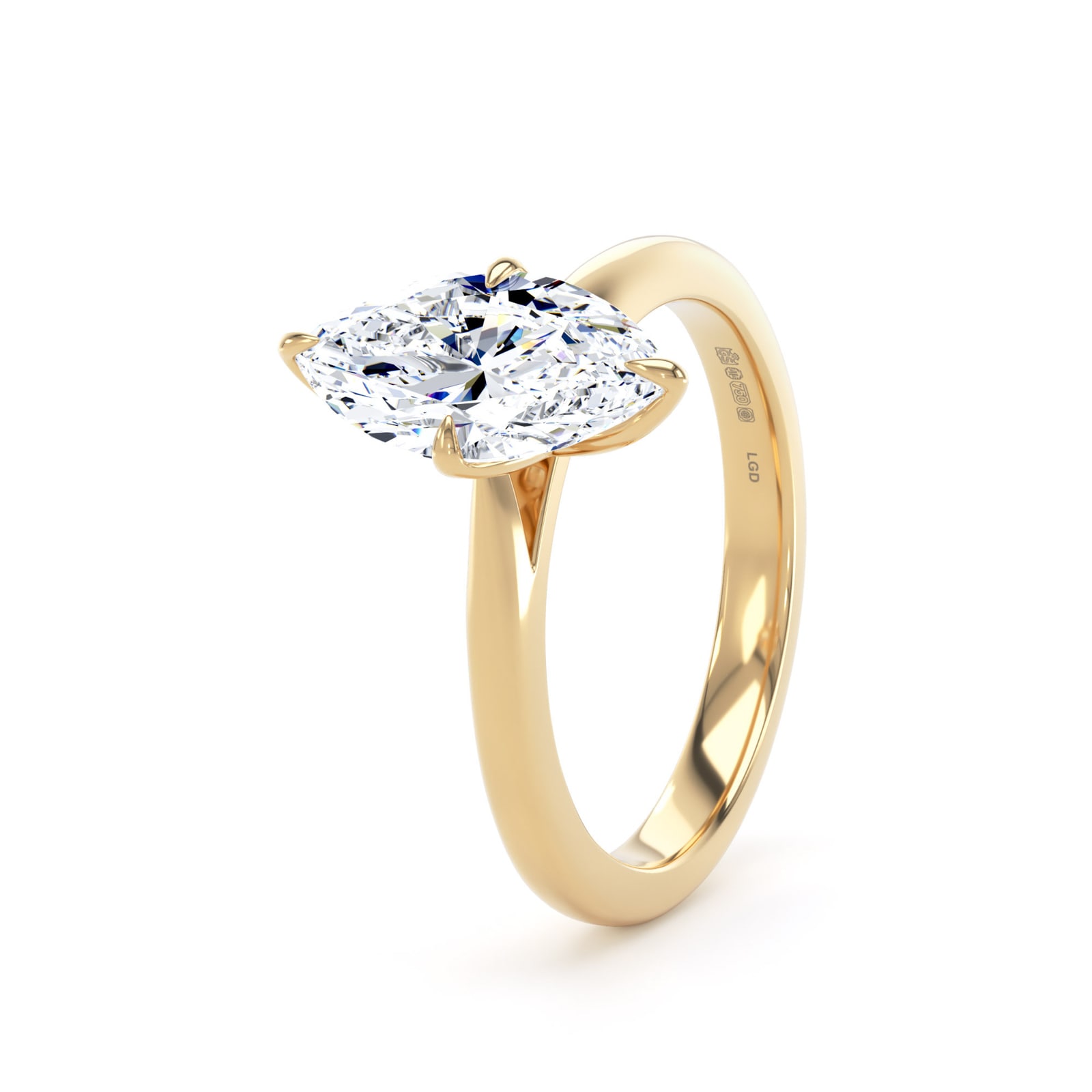 Goldsmiths 18ct Yellow Gold 1.50cttw Marquise Cut Lab Grown Diamond Solitaire Engagement Ring Goldsmiths 18ct Yellow Gold 1.50cttw Marquise Cut Lab Grown Diamond Solitaire Engagement Ring