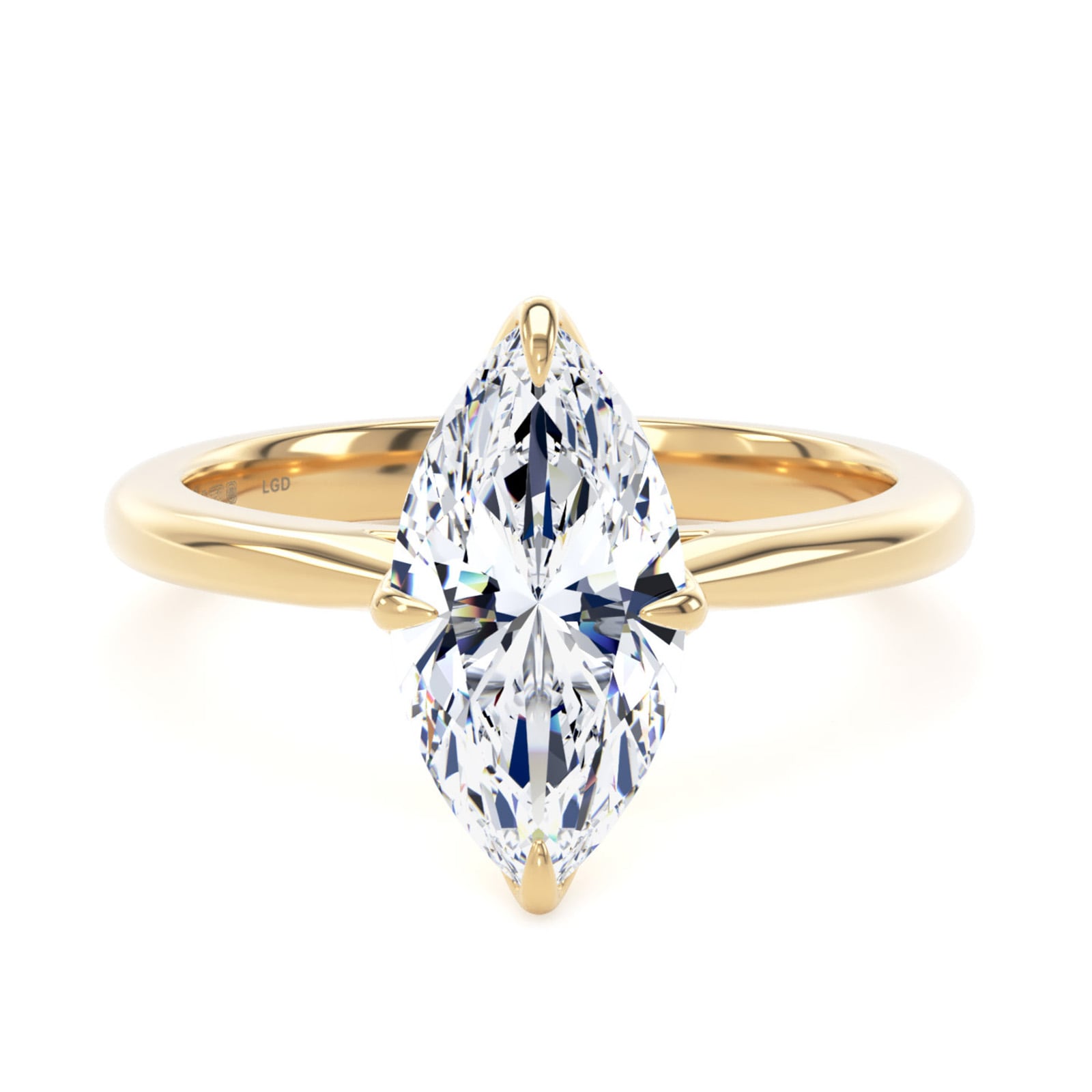 Goldsmiths 18ct Yellow Gold 2.00cttw Marquise Cut Lab Grown Diamond Solitaire Engagement Ring