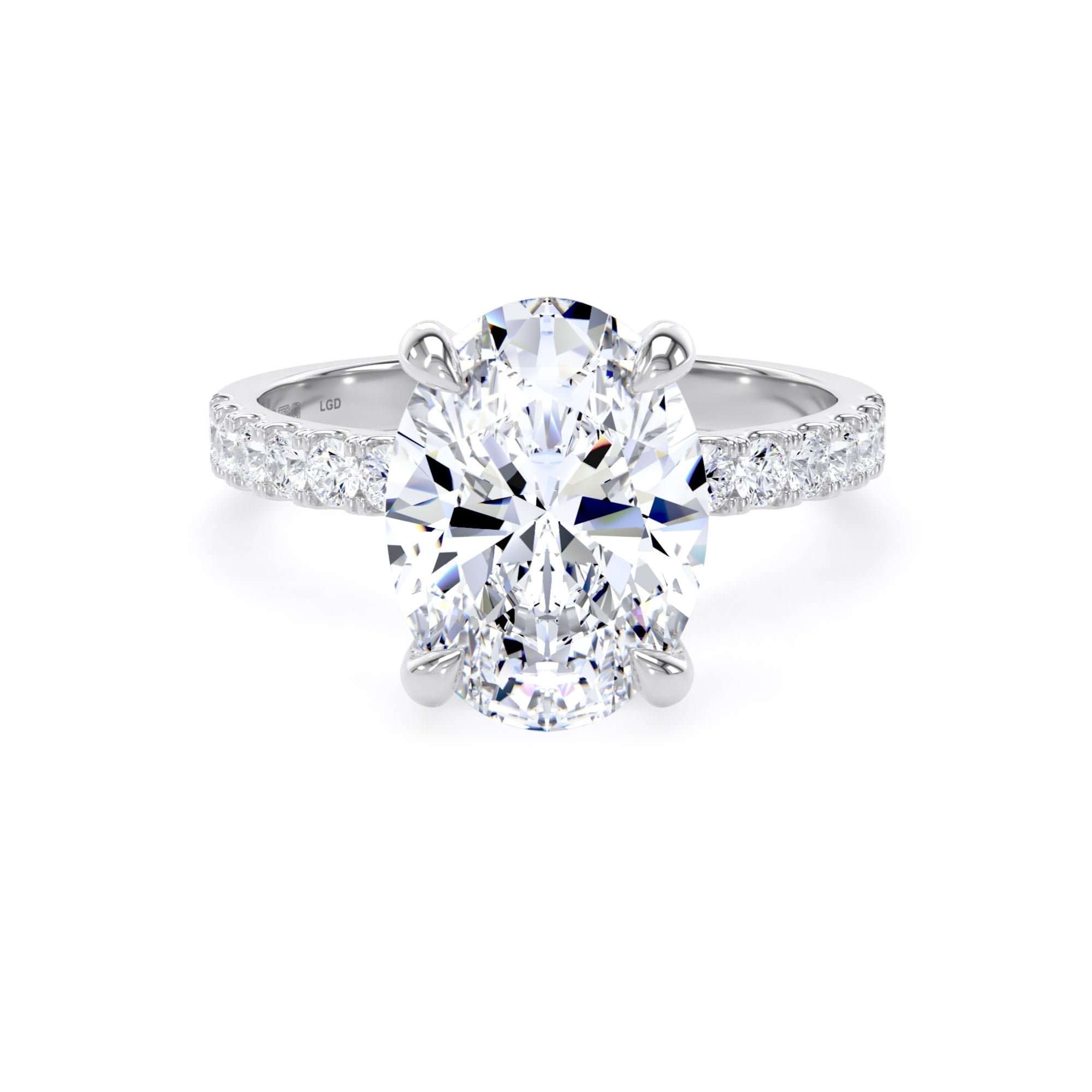 Goldsmiths Platinum 3.25cttw Oval Lab Grown Diamond Set Shoulder Solitaire Engagement Ring - Ring Size F Goldsmiths Platinum 3.25cttw Oval Lab Grown Diamond Set Shoulder Solitaire Engagement Ring - Ring Size F