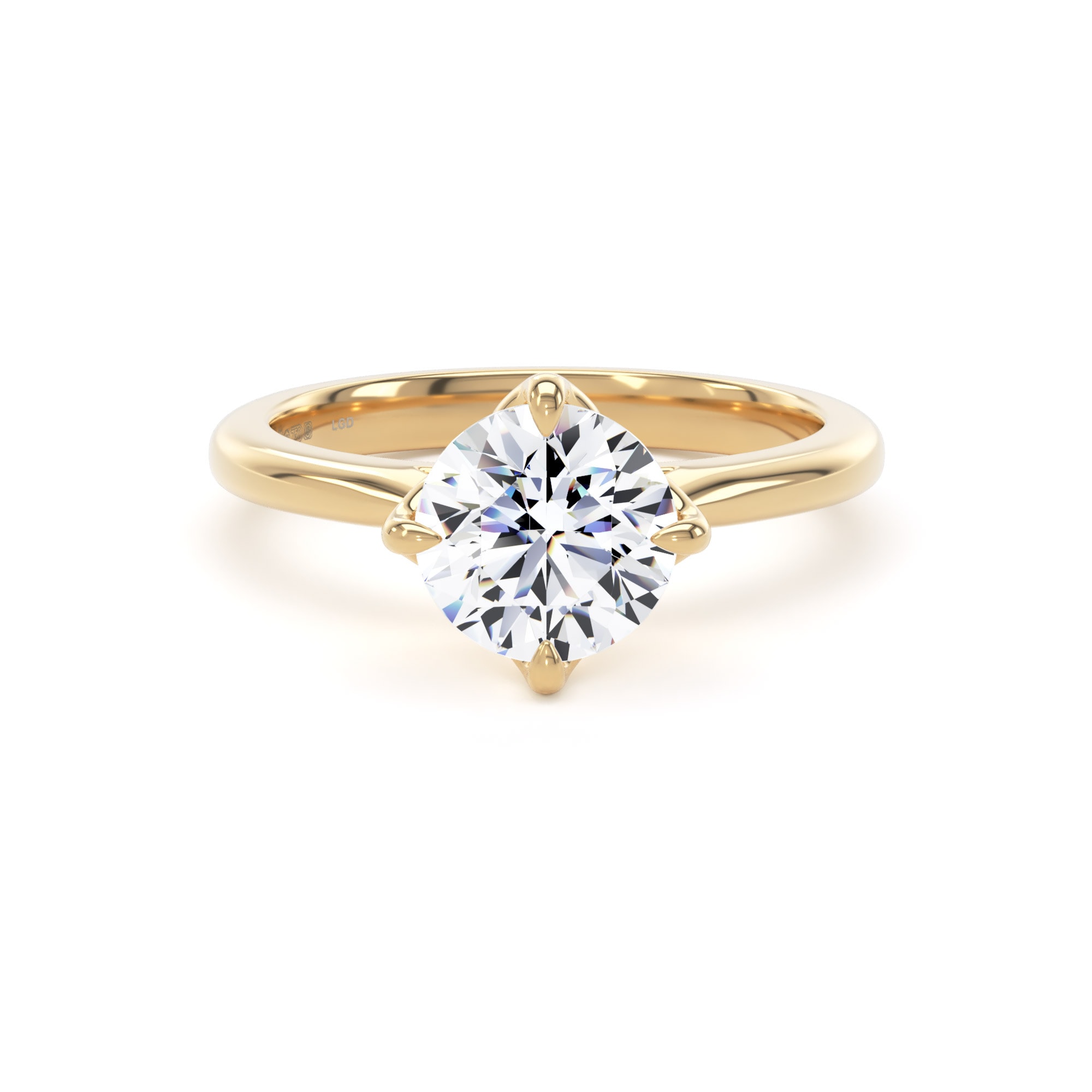 18ct Yellow Gold 1.50cttw Compass Set Brilliant Cut Lab Grown Diamond Solitaire Engagement Ring
