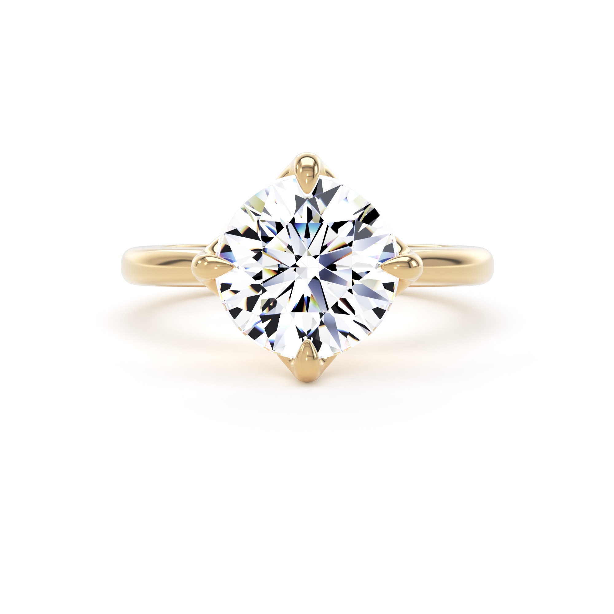 Goldsmiths 18ct Yellow Gold 3.00cttw Compass Set Brilliant Cut Lab Grown Diamond Solitaire Engagement Ring - Ring Size J.5