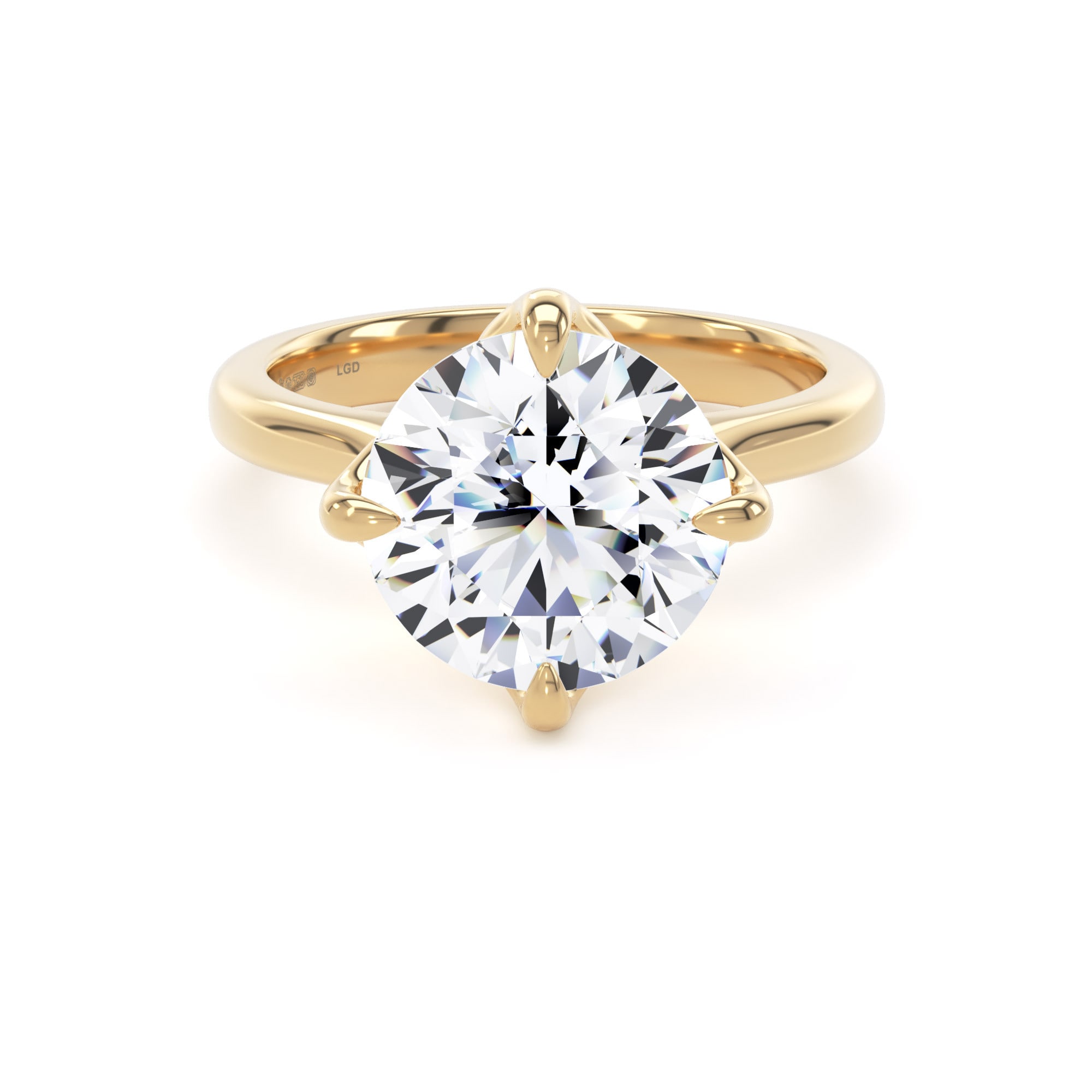 18ct Yellow Gold 4.00cttw Compass Set Brilliant Cut Lab Grown Diamond Solitaire Engagement Ring
