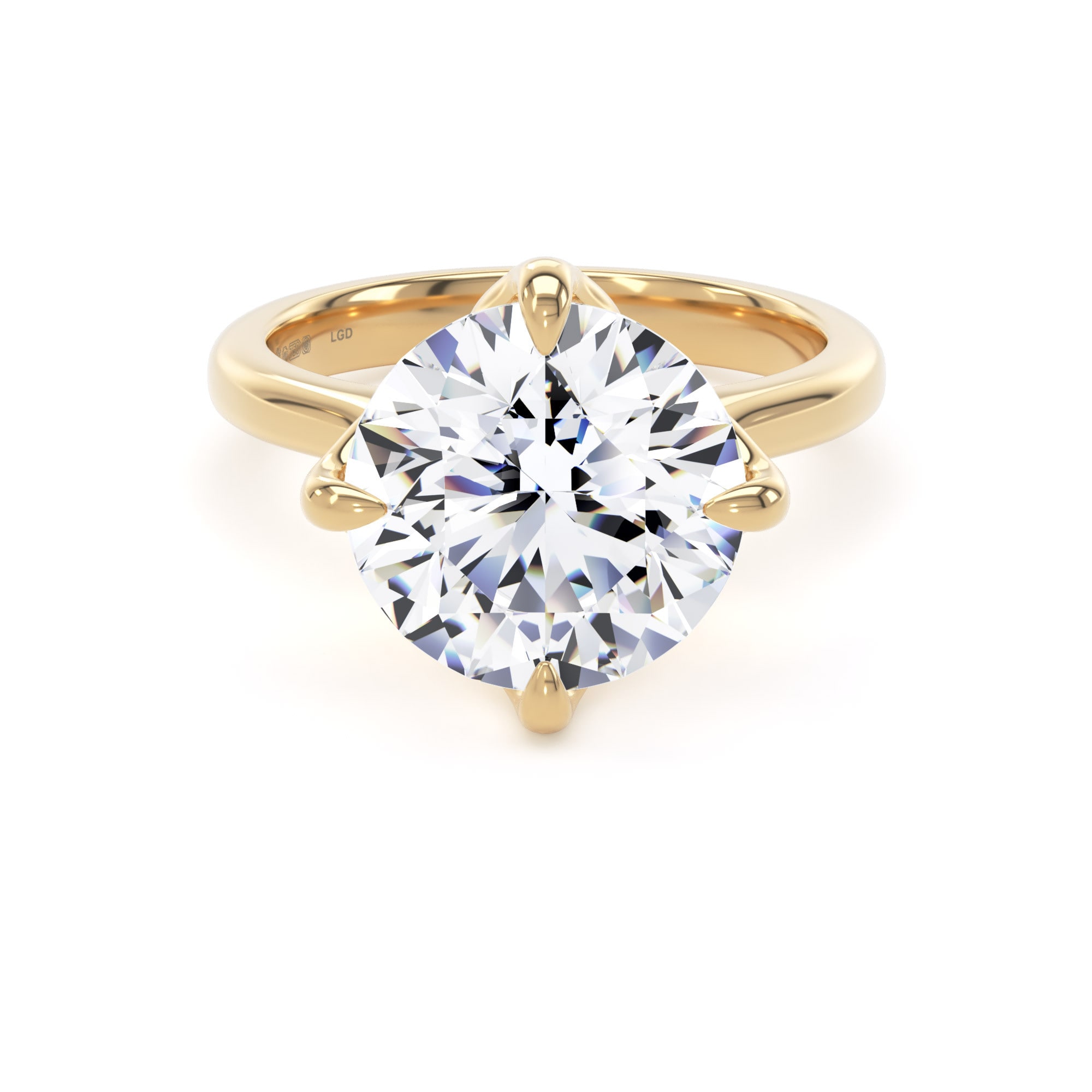 18ct Yellow Gold 5.00cttw Compass Set Brilliant Cut Lab Grown Diamond Solitaire Engagement Ring