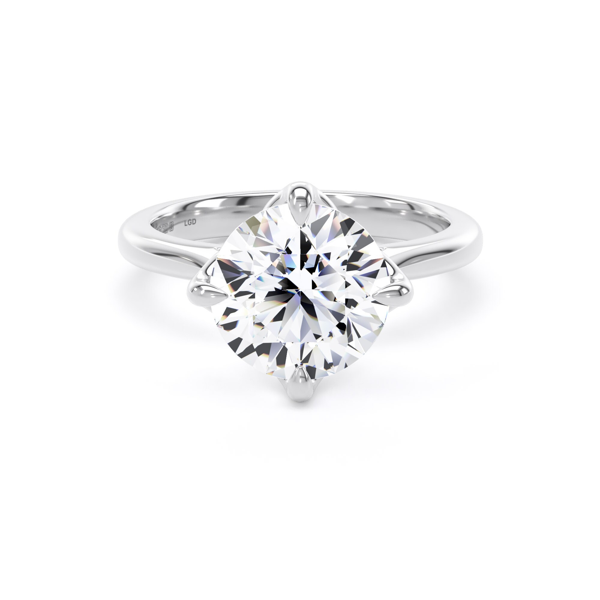 18ct White Gold 3.00cttw Compass Set Brilliant Cut Lab Grown Diamond Solitaire Engagement Ring