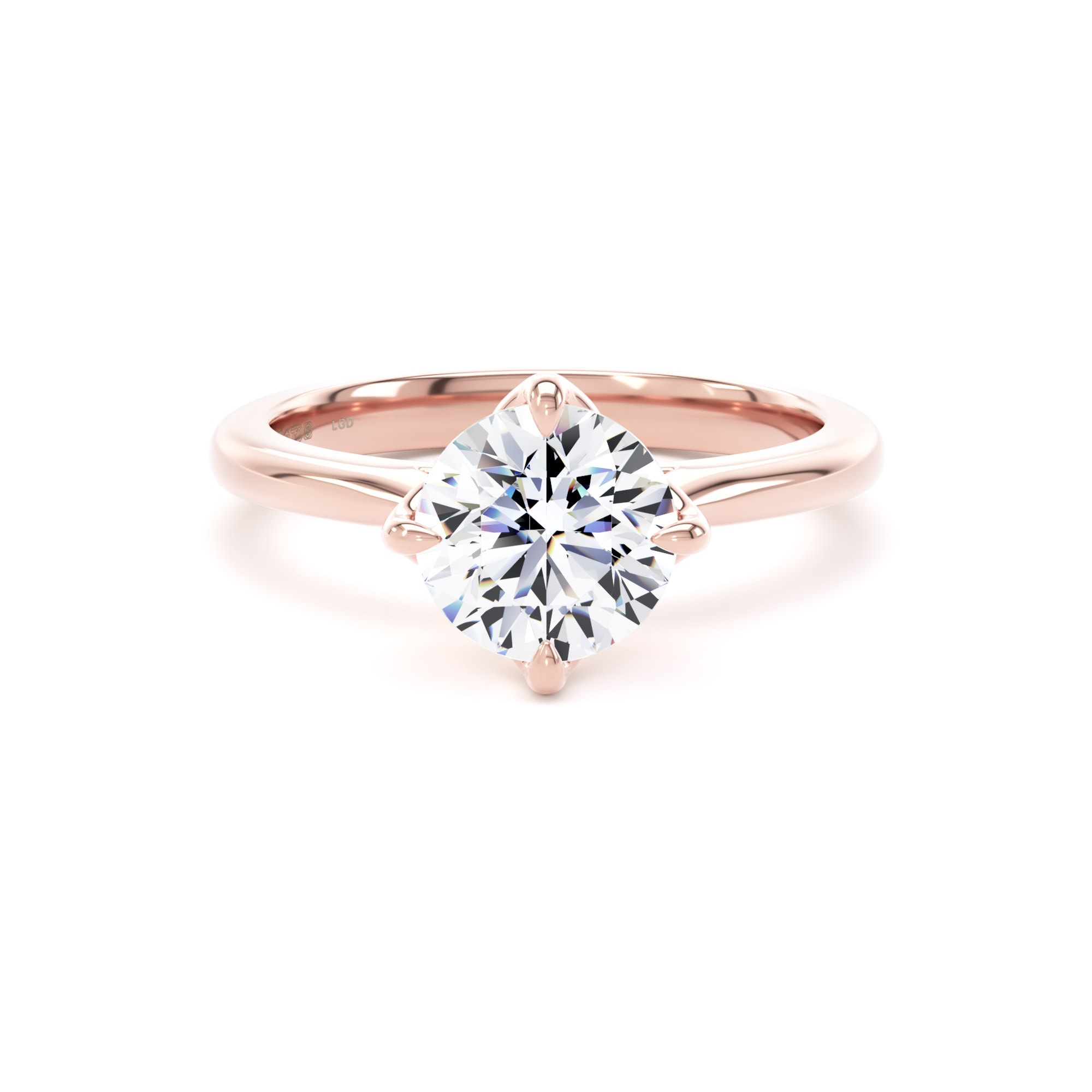 18ct Rose Gold 1.50cttw Compass Set Brilliant Cut Lab Grown Diamond Solitaire Engagement Ring