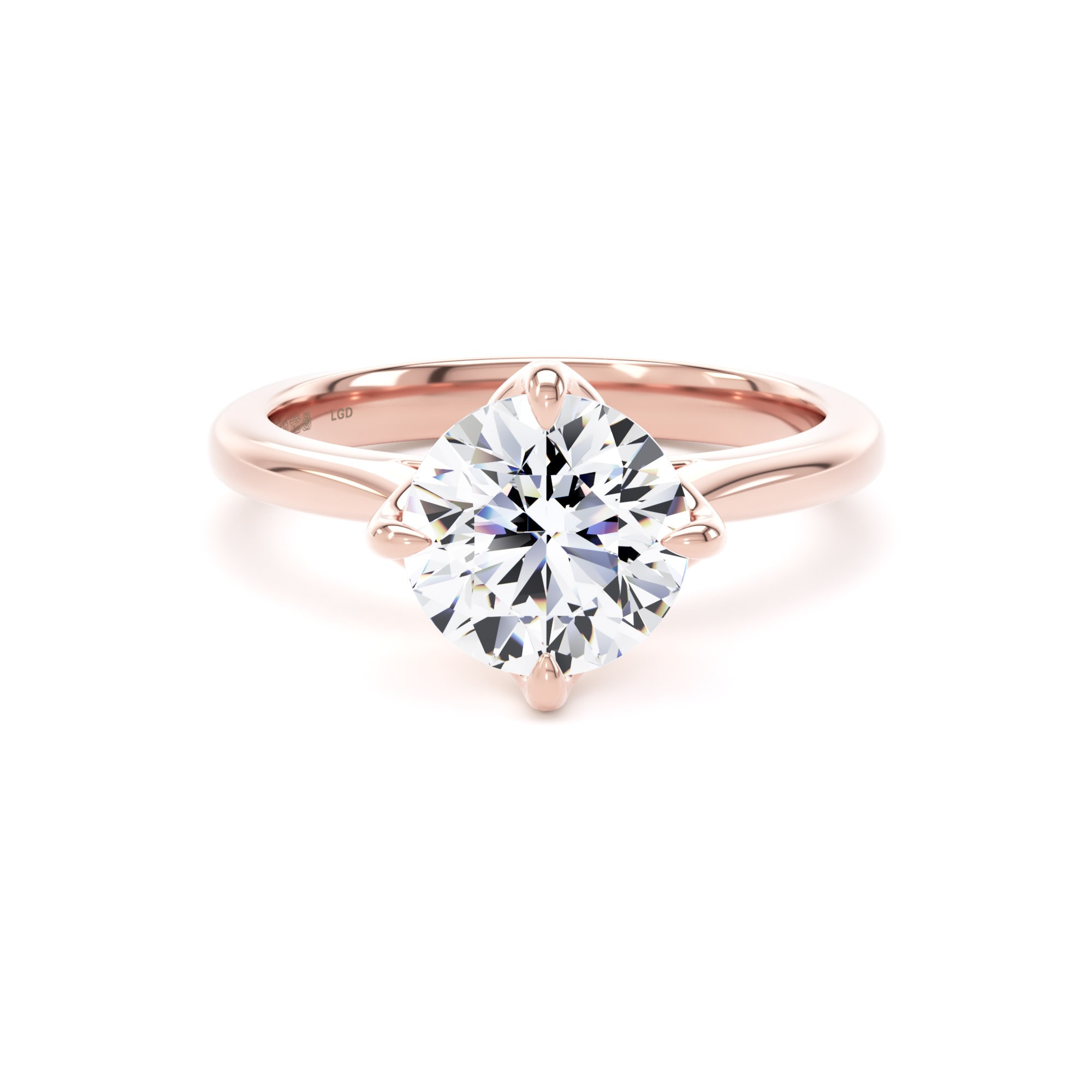 18ct Rose Gold 2.00cttw Compass Set Brilliant Cut Lab Grown Diamond Solitaire Engagement Ring