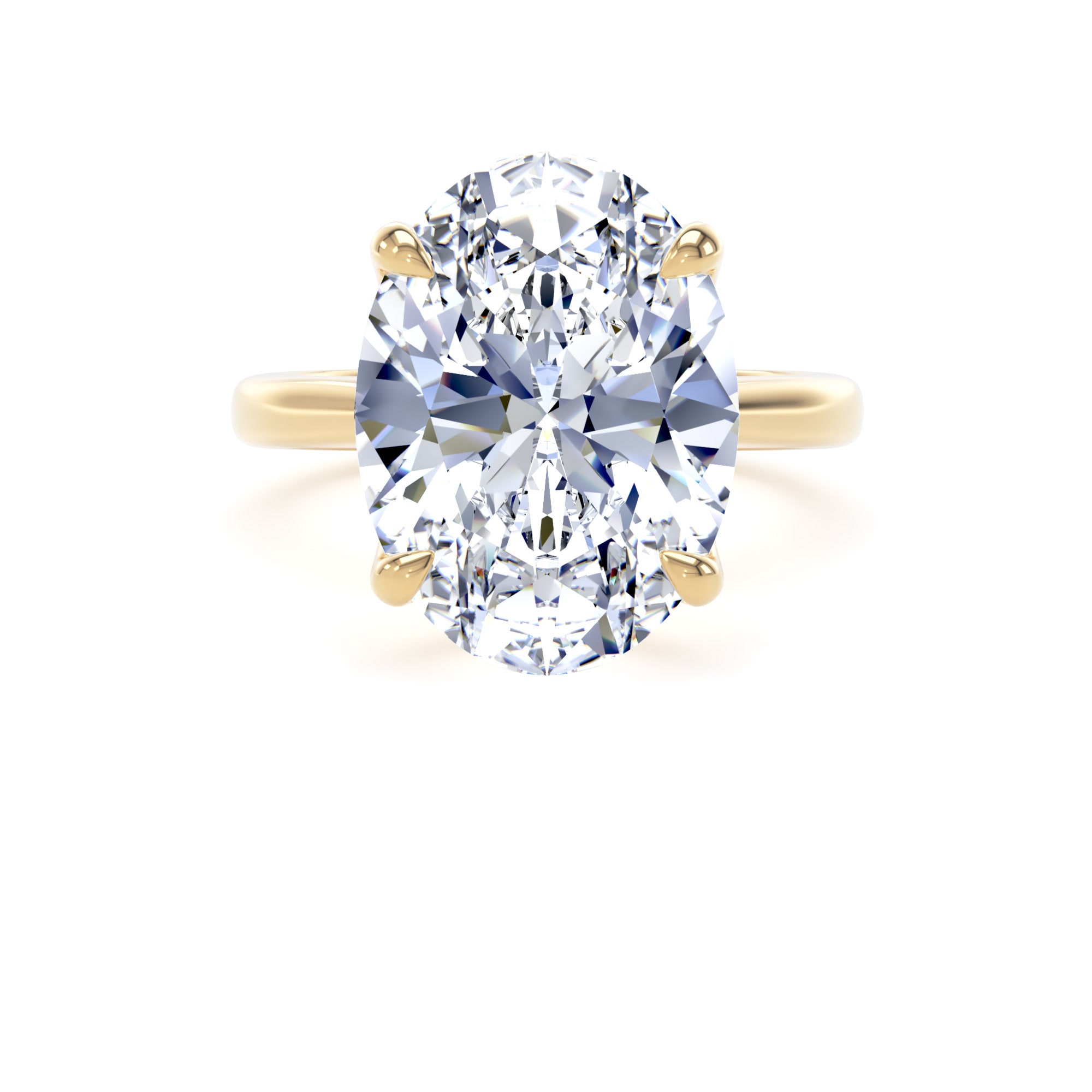 Goldsmiths 18ct Yellow Gold 7.00cttw Oval Cut Lab Grown Diamond Solitaire Engagement Ring - Ring Size K.5 Goldsmiths 18ct Yellow Gold 7.00cttw Oval Cut Lab Grown Diamond Solitaire Engagement Ring - Ring Size K.5