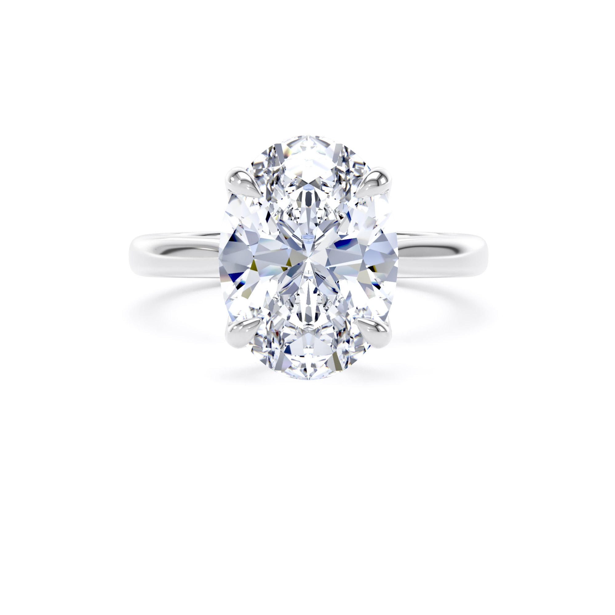 Goldsmiths 18ct White Gold 4.00cttw Oval Cut Lab Grown Diamond Solitaire Engagement Ring - Ring Size Z Goldsmiths 18ct White Gold 4.00cttw Oval Cut Lab Grown Diamond Solitaire Engagement Ring - Ring Size Z