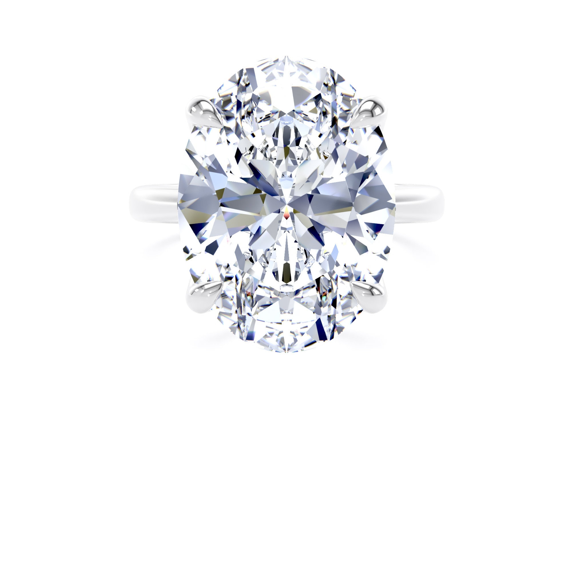 Goldsmiths 18ct White Gold 10.00cttw Oval Cut Lab Grown Diamond Solitaire Engagement Ring - Ring Size K Goldsmiths 18ct White Gold 10.00cttw Oval Cut Lab Grown Diamond Solitaire Engagement Ring - Ring Size K