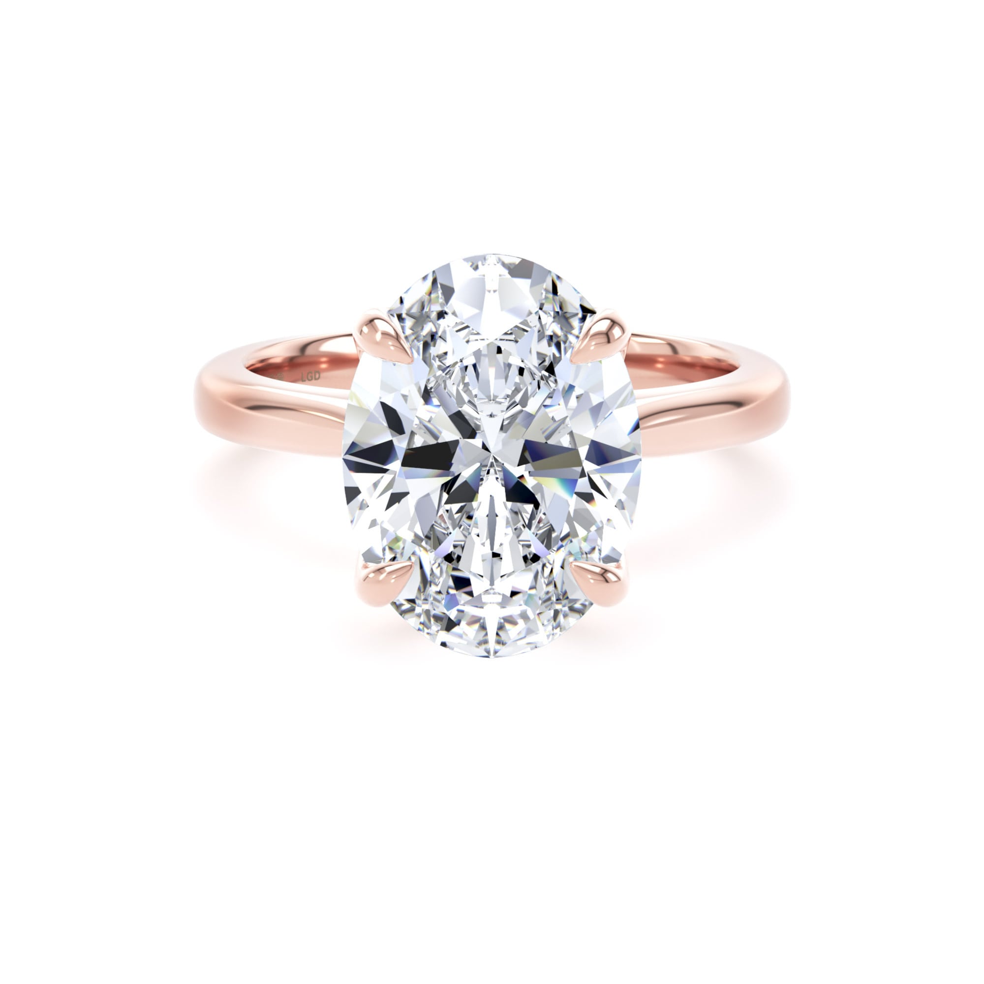 18ct Rose Gold 4.00cttw Oval Cut Lab Grown Diamond Solitaire Engagement Ring