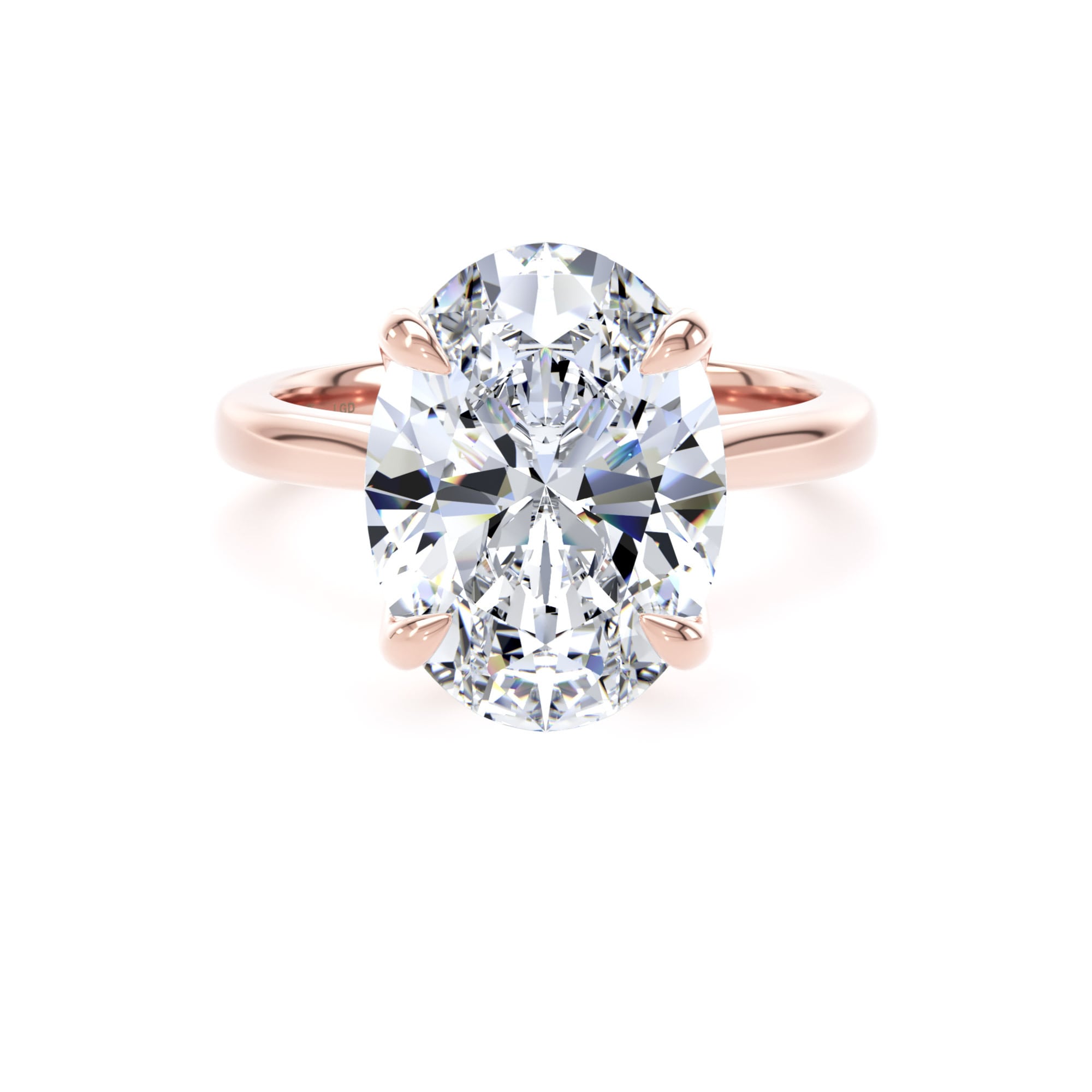 18ct Rose Gold 5.00cttw Oval Cut Lab Grown Diamond Solitaire Engagement Ring