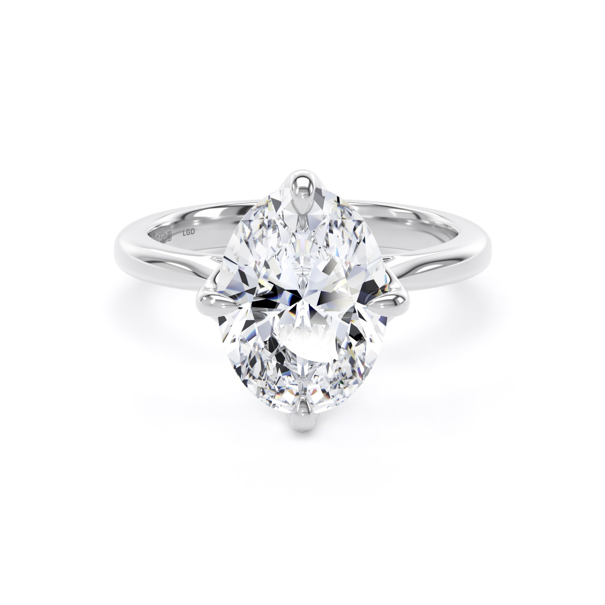 Platinum Compass Set 3.00cttw Oval Cut Lab Grown Diamond Solitaire Engagement Ring