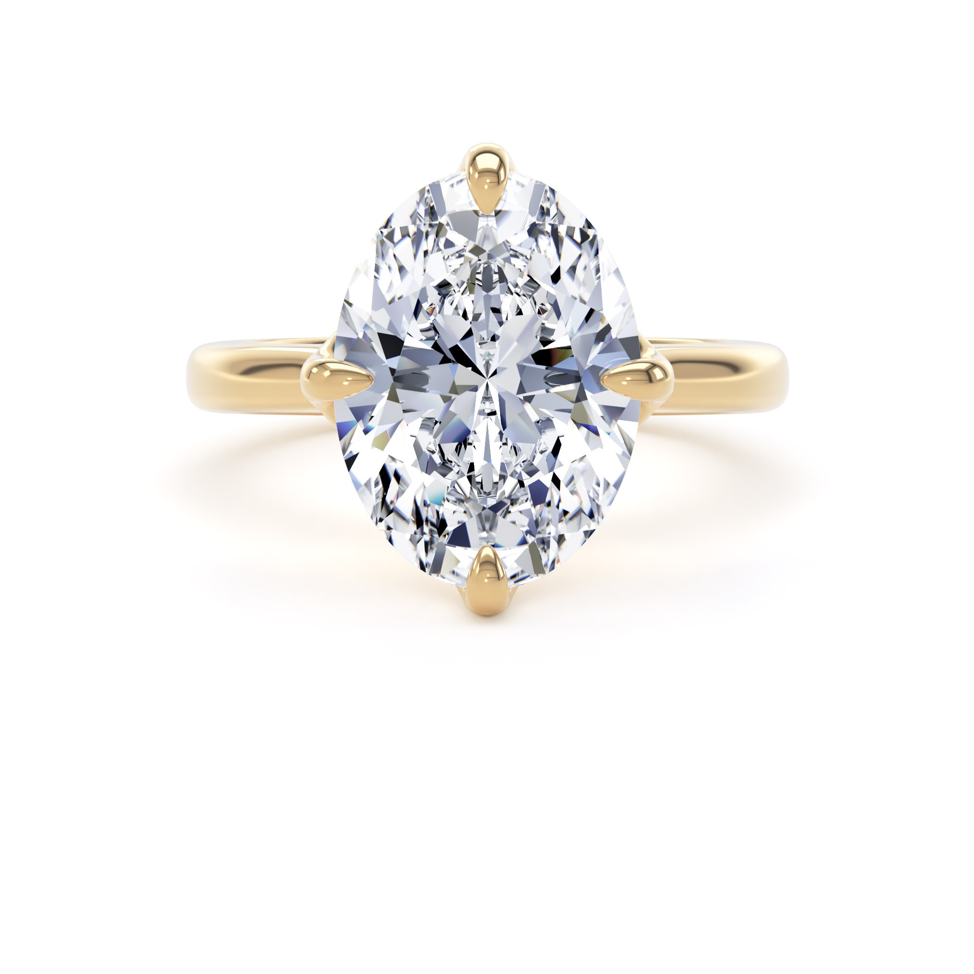 Goldsmiths 18ct Yellow Gold Compass Set 4.00cttw Oval Cut Lab Grown Diamond Solitaire Engagement Ring - Ring Size W.5 Goldsmiths 18ct Yellow Gold Compass Set 4.00cttw Oval Cut Lab Grown Diamond Solitaire Engagement Ring - Ring Size W.5
