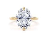 Goldsmiths 18ct Yellow Gold Compass Set 5.00cttw Oval Cut Lab Grown Diamond Solitaire Engagement Ring - Ring Size F