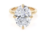 Goldsmiths 18ct Yellow Gold Compass Set 7.00cttw Oval Cut Lab Grown Diamond Solitaire Engagement Ring - Ring Size F.5