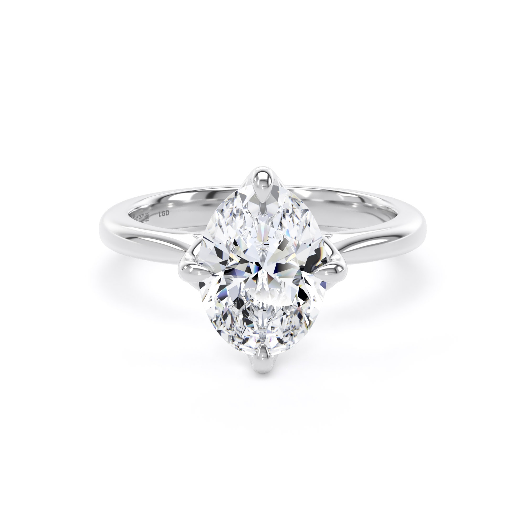 18ct White Gold Compass Set 2.00cttw Oval Cut Lab Grown Diamond Solitaire Engagement Ring