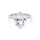 Goldsmiths 18ct White Gold Compass Set 3.00cttw Oval Cut Lab Grown Diamond Solitaire Engagement Ring - Ring Size T
