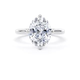Goldsmiths 18ct White Gold Compass Set 3.00cttw Oval Cut Lab Grown Diamond Solitaire Engagement Ring - Ring Size T