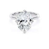 Goldsmiths 18ct White Gold Compass Set 4.00cttw Oval Cut Lab Grown Diamond Solitaire Engagement Ring - Ring Size J.5