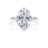 Goldsmiths 18ct White Gold Compass Set 4.00cttw Oval Cut Lab Grown Diamond Solitaire Engagement Ring - Ring Size J.5