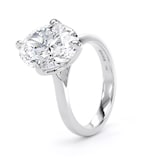 Goldsmiths 18ct White Gold Compass Set 4.00cttw Oval Cut Lab Grown Diamond Solitaire Engagement Ring - Ring Size J.5