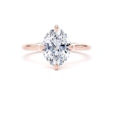 Goldsmiths 18ct Rose Gold Compass Set 2.00cttw Oval Cut Lab Grown Diamond Solitaire Engagement Ring - Ring Size G.5