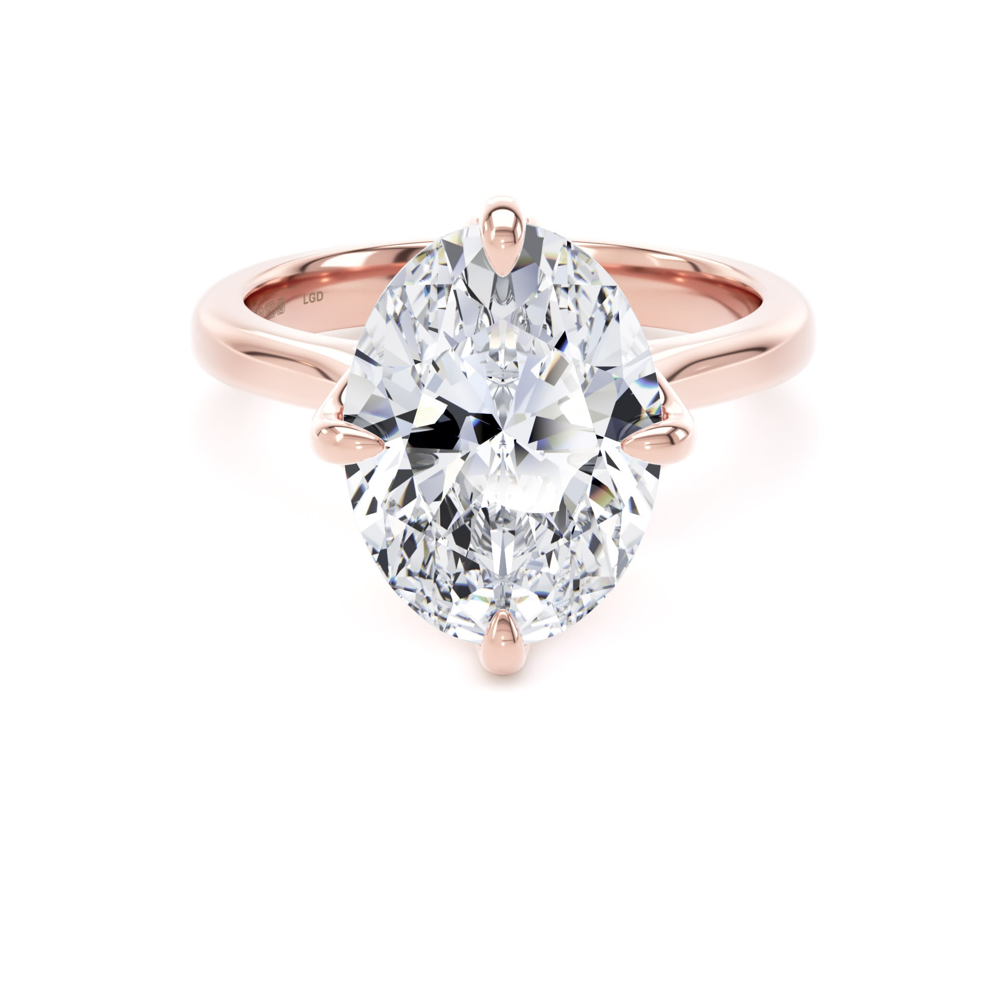 18ct Rose Gold Compass Set 4.00cttw Oval Cut Lab Grown Diamond Solitaire Engagement Ring