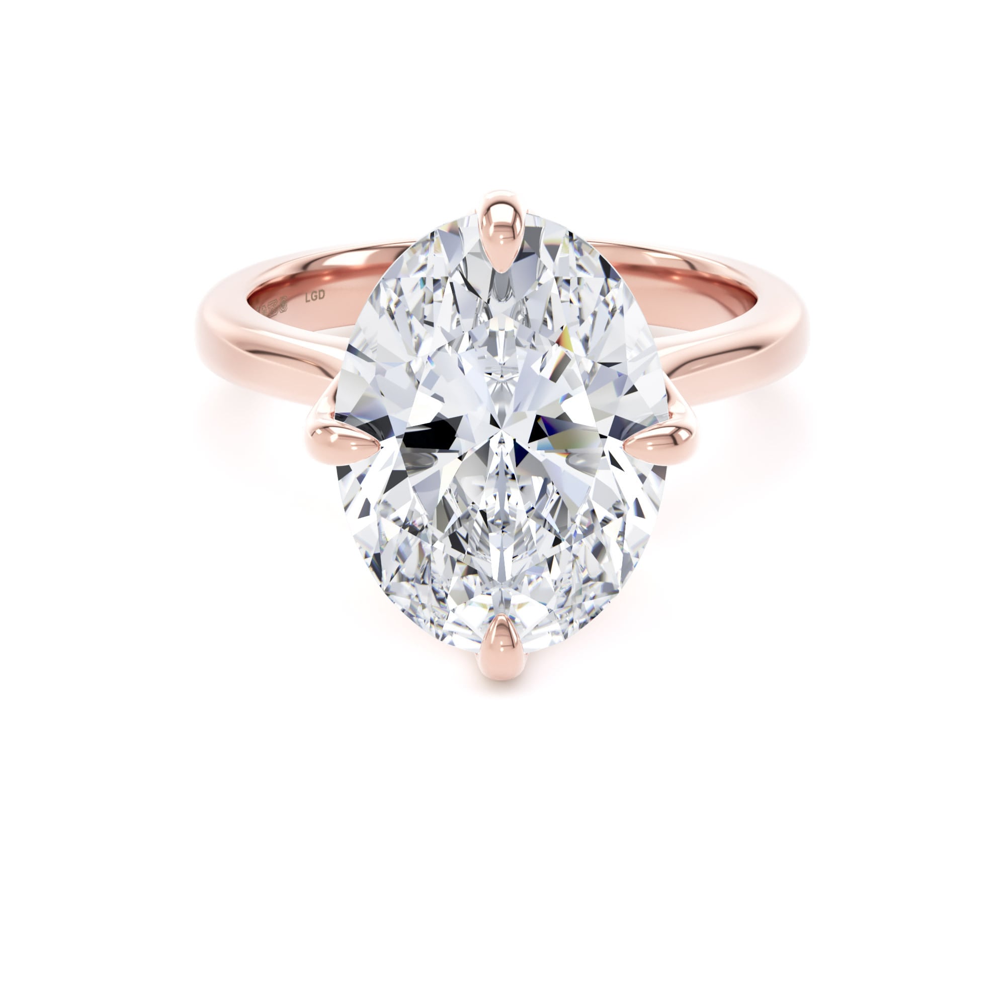 18ct Rose Gold Compass Set 5.00cttw Oval Cut Lab Grown Diamond Solitaire Engagement Ring