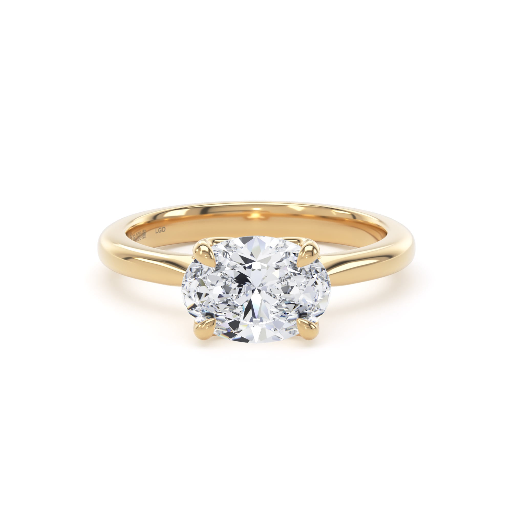 18ct Yellow Gold East-West 1.50cttw Oval Cut Lab Grown Diamond Solitaire Engagement Ring