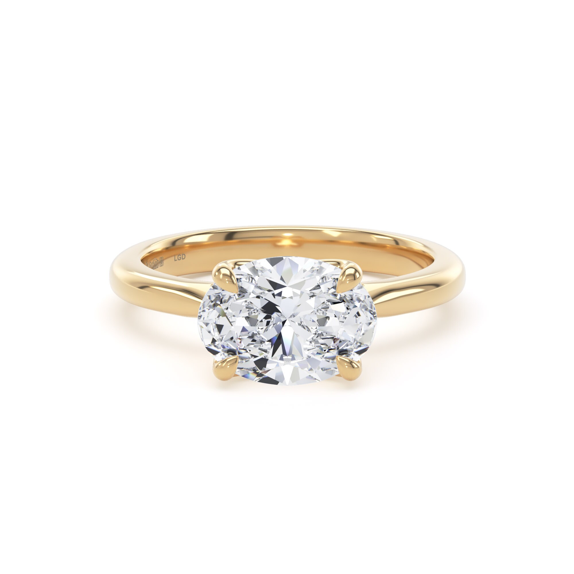 18ct Yellow Gold East-West 2.00cttw Oval Cut Lab Grown Diamond Solitaire Engagement Ring