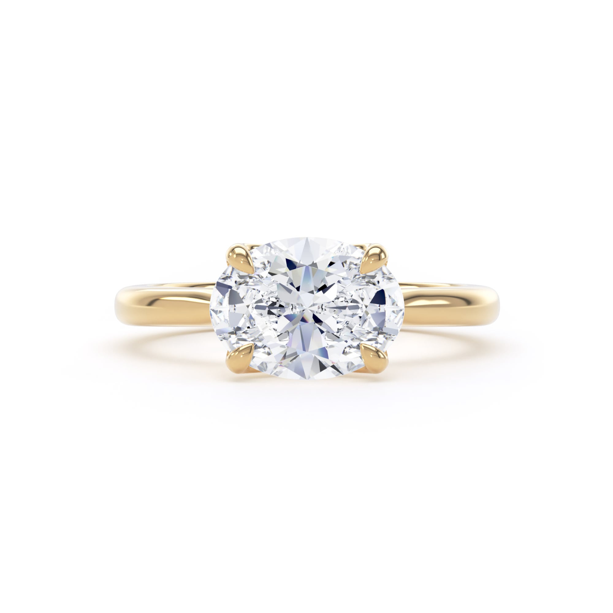 Goldsmiths 18ct Yellow Gold East-West 2.00cttw Oval Cut Lab Grown Diamond Solitaire Engagement Ring - Ring Size W Goldsmiths 18ct Yellow Gold East-West 2.00cttw Oval Cut Lab Grown Diamond Solitaire Engagement Ring - Ring Size W