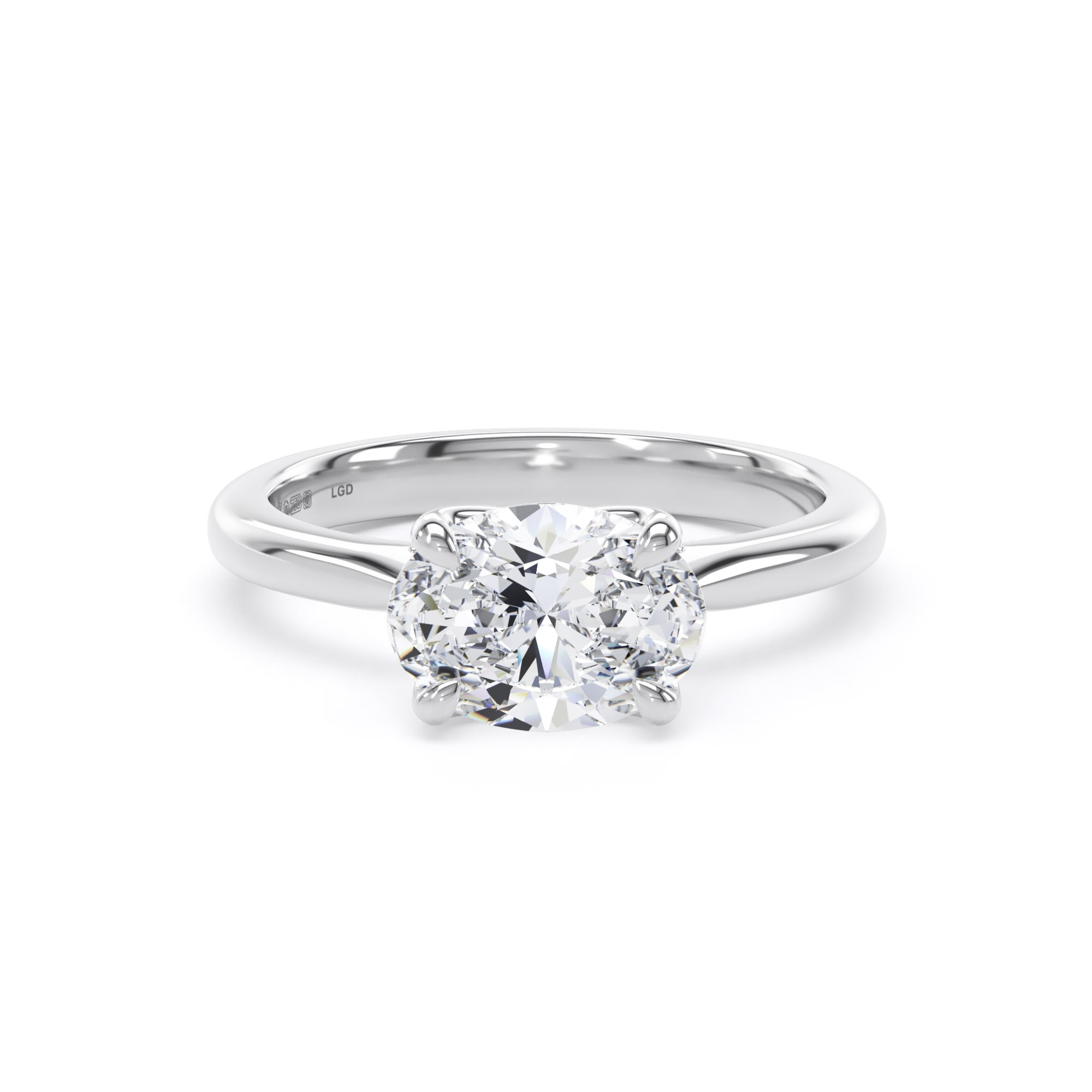 18ct White Gold East-West 1.50cttw Oval Cut Lab Grown Diamond Solitaire Engagement Ring