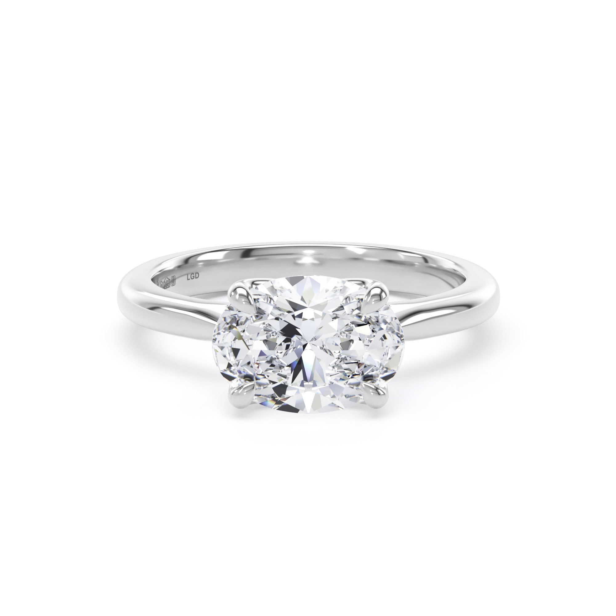 18ct White Gold East-West 2.00cttw Oval Cut Lab Grown Diamond Solitaire Engagement Ring
