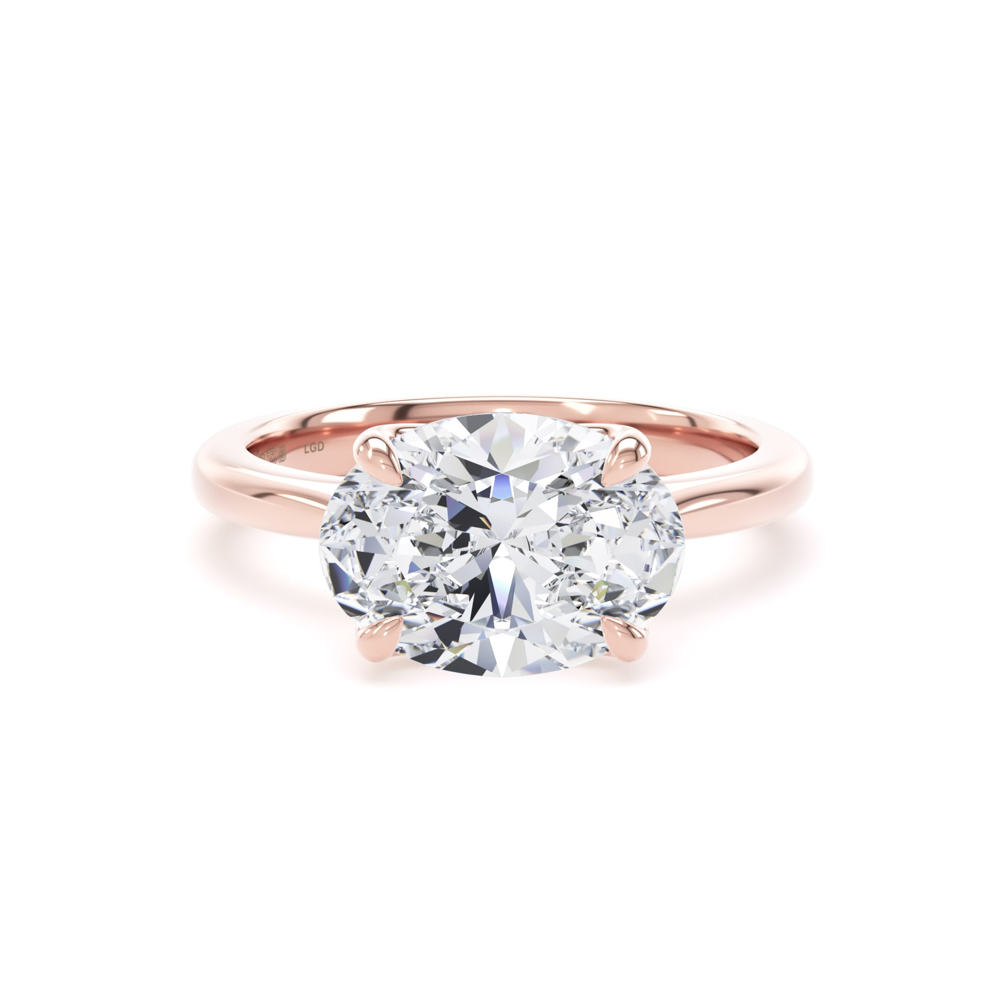 18ct Rose Gold East-West 3.00cttw Oval Cut Lab Grown Diamond Solitaire Engagement Ring