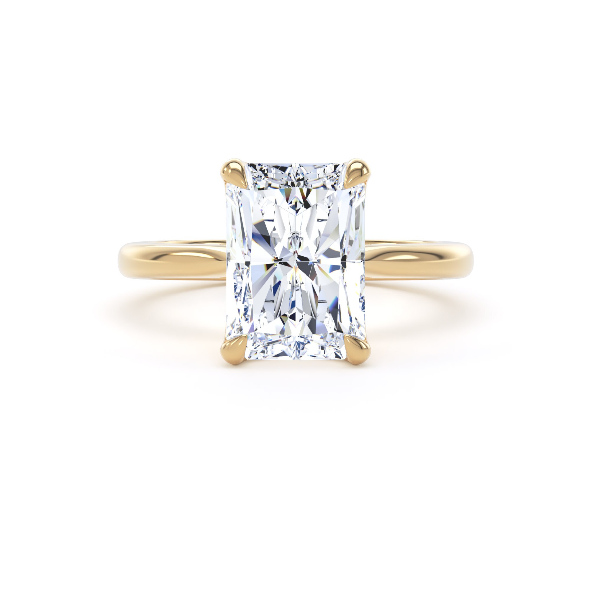 Goldsmiths 18ct Yellow Gold 4.00cttw Radiant Cut Lab Grown Diamond Solitaire Engagement Ring - Ring Size Y Goldsmiths 18ct Yellow Gold 4.00cttw Radiant Cut Lab Grown Diamond Solitaire Engagement Ring - Ring Size Y