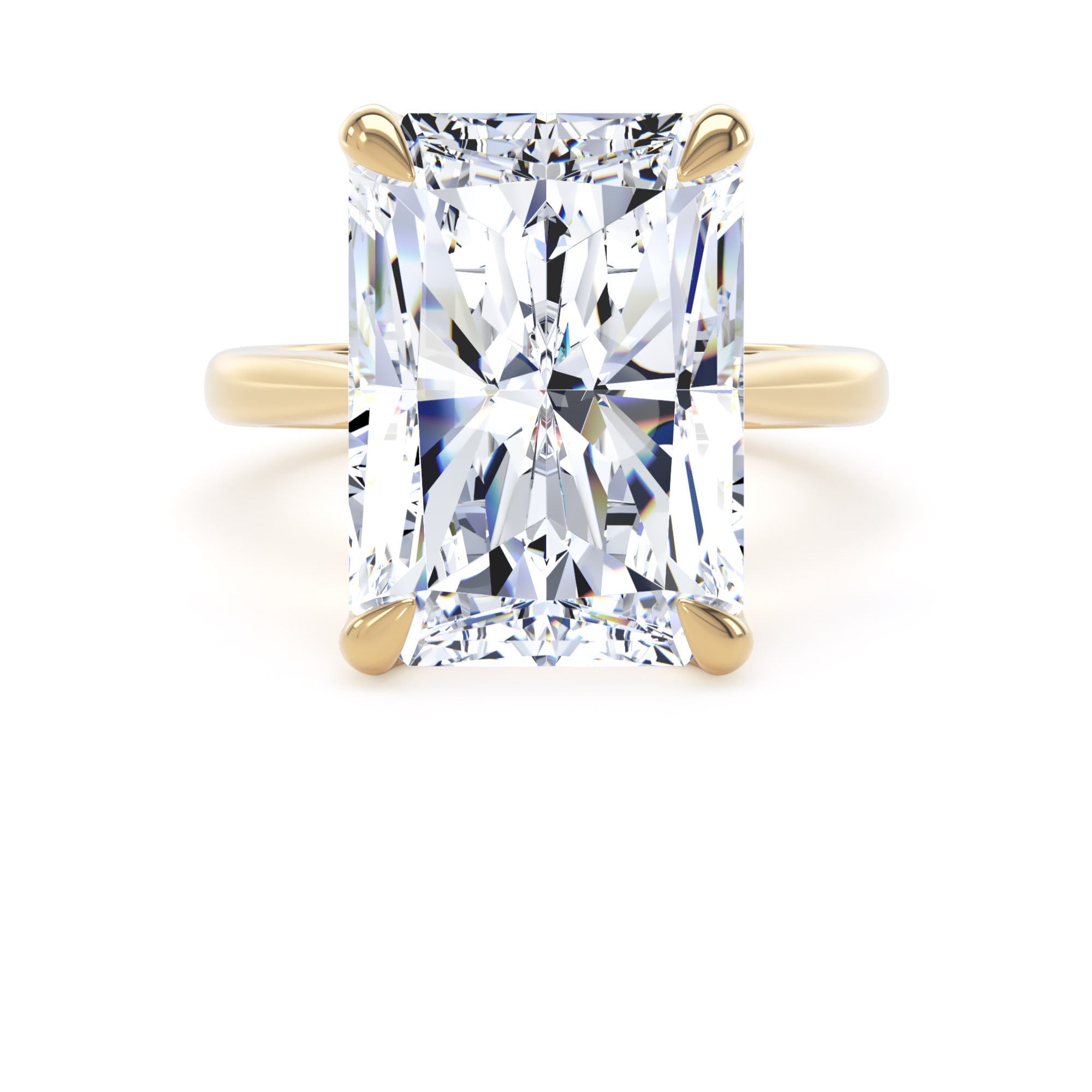 Goldsmiths 18ct Yellow Gold 10.00cttw Radiant Cut Lab Grown Diamond Solitaire Engagement Ring - Ring Size O