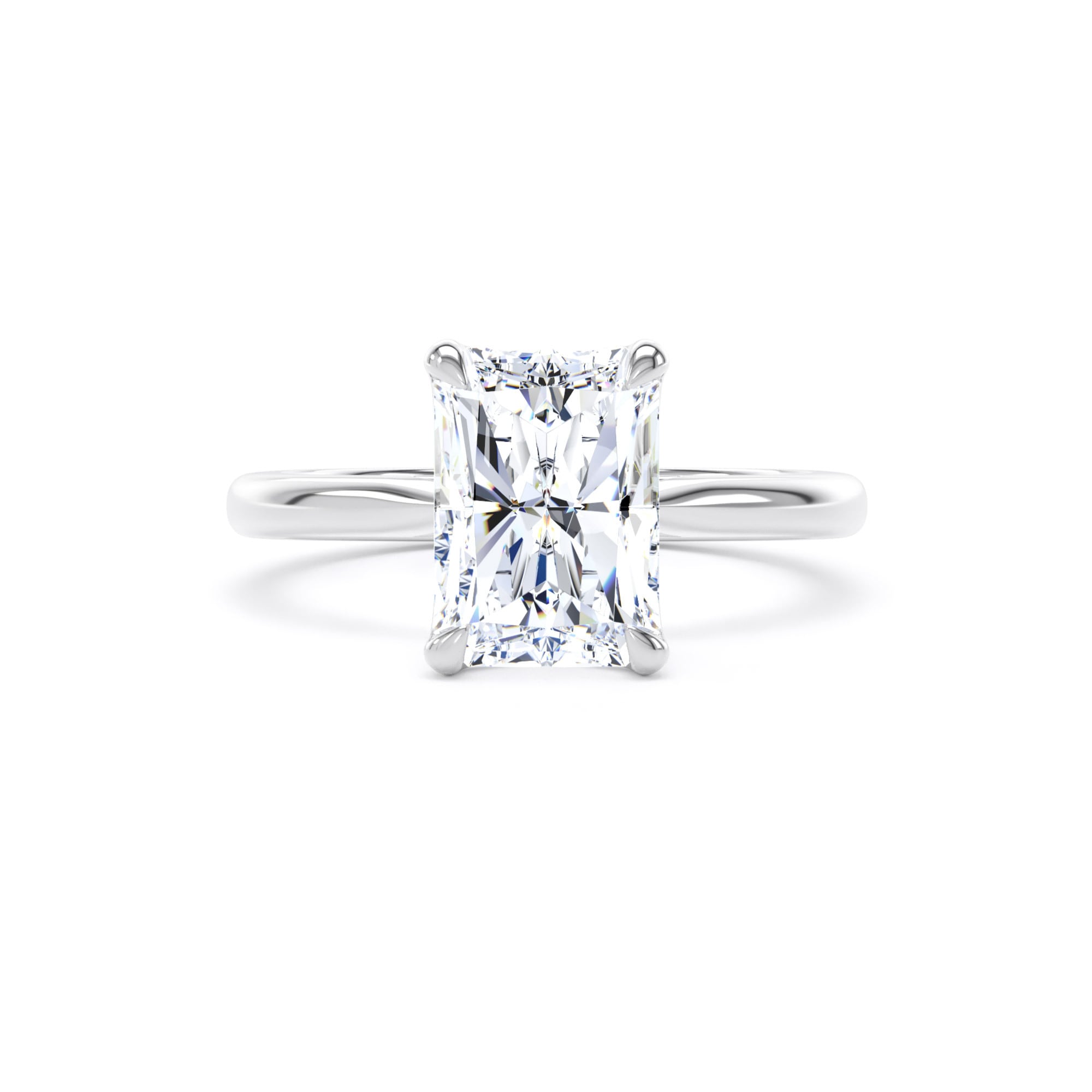 Goldsmiths 18ct White Gold 3.00cttw Radiant Cut Lab Grown Diamond Solitaire Engagement Ring - Ring Size S Goldsmiths 18ct White Gold 3.00cttw Radiant Cut Lab Grown Diamond Solitaire Engagement Ring - Ring Size S