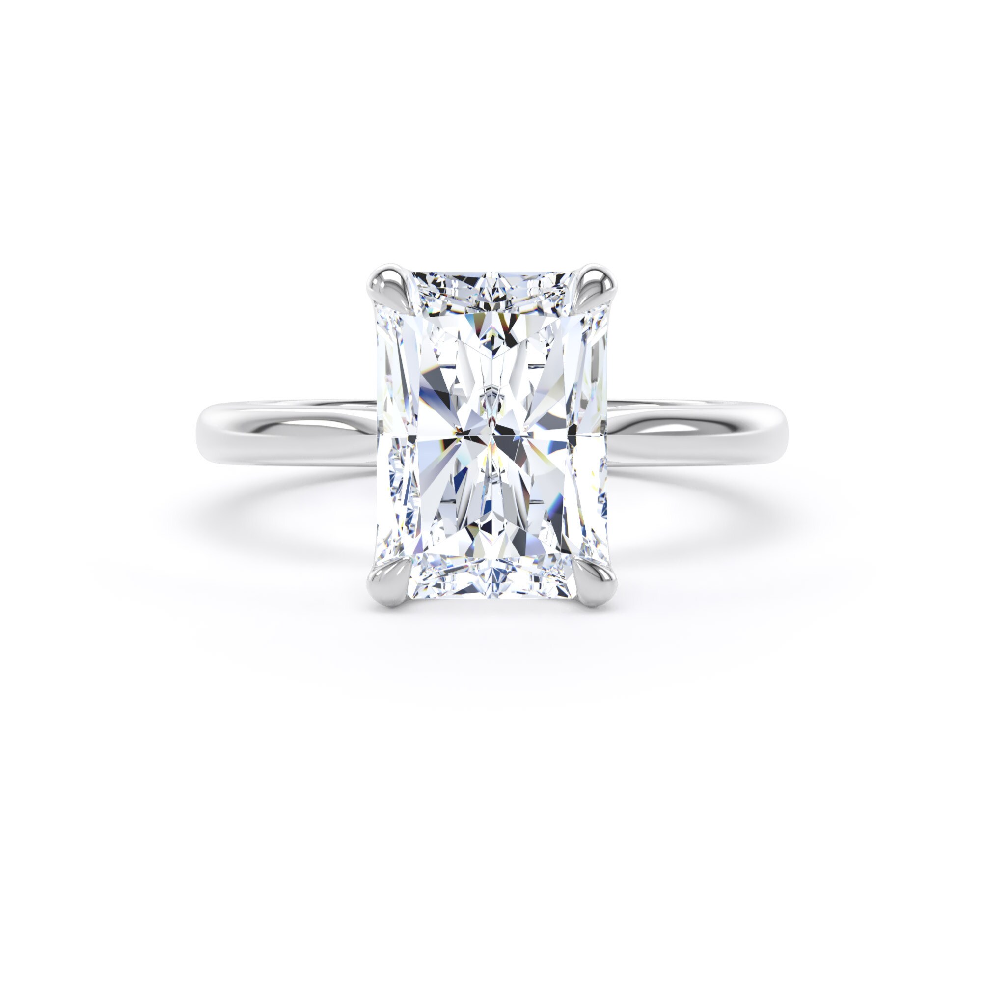 Goldsmiths 18ct White Gold 4.00cttw Radiant Cut Lab Grown Diamond Solitaire Engagement Ring - Ring Size J.5 Goldsmiths 18ct White Gold 4.00cttw Radiant Cut Lab Grown Diamond Solitaire Engagement Ring - Ring Size J.5