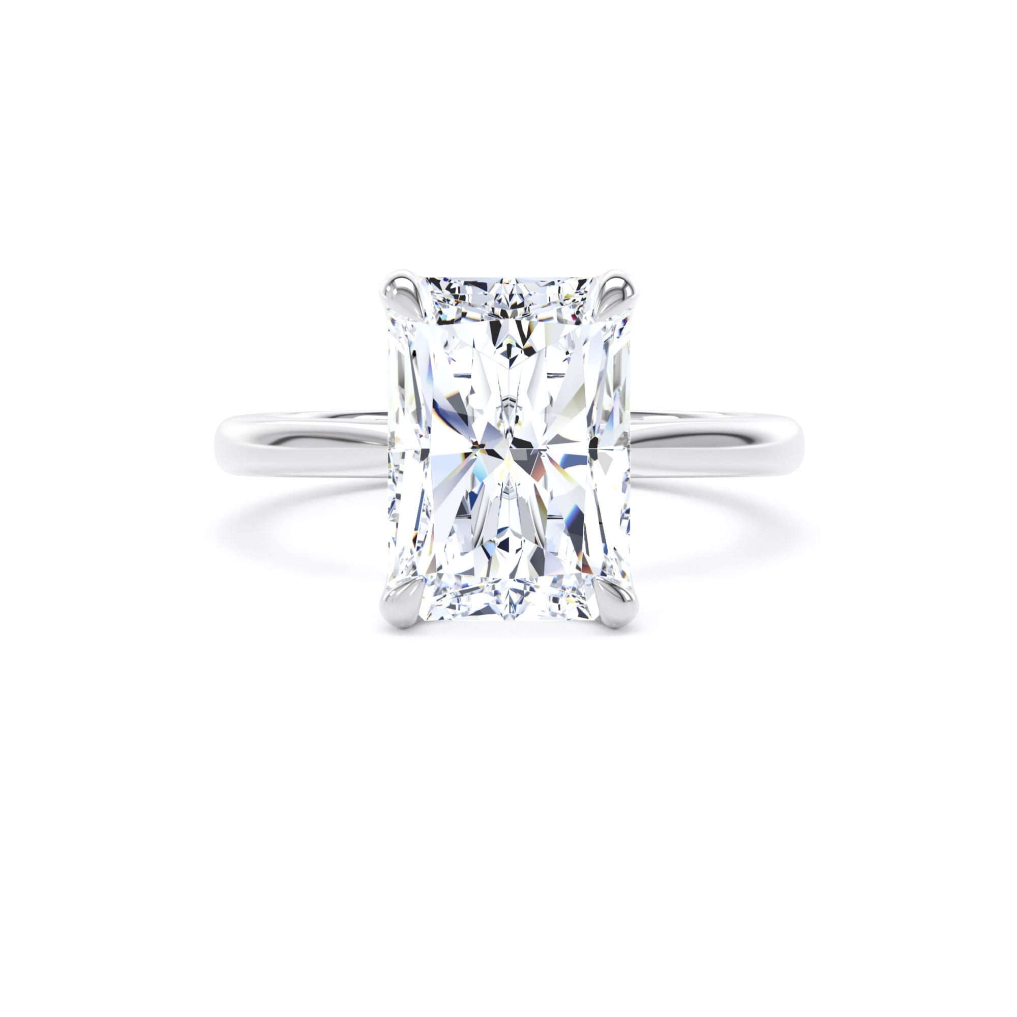 Goldsmiths 18ct White Gold 5.00cttw Radiant Cut Lab Grown Diamond Solitaire Engagement Ring - Ring Size Q Goldsmiths 18ct White Gold 5.00cttw Radiant Cut Lab Grown Diamond Solitaire Engagement Ring - Ring Size Q