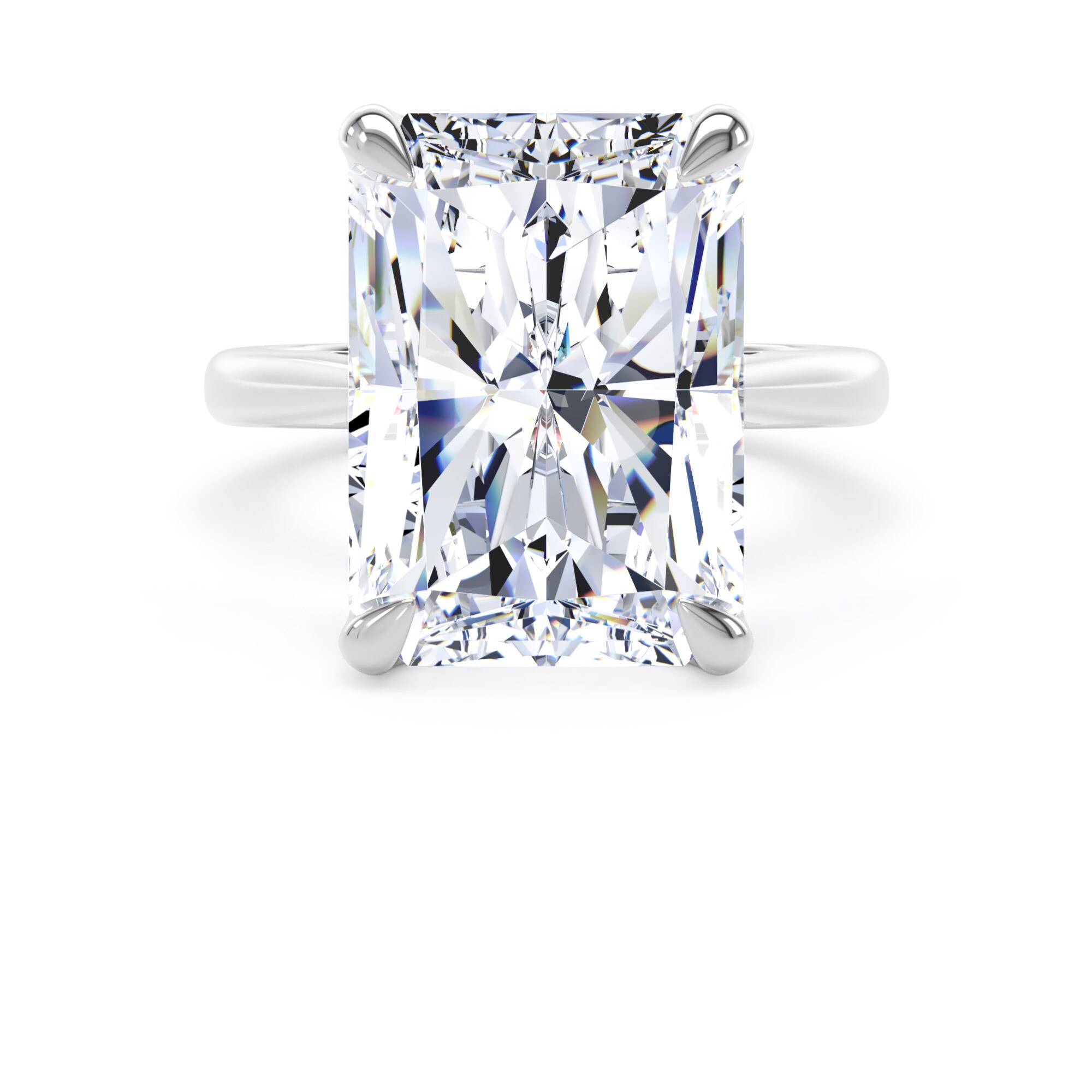Goldsmiths 18ct White Gold 10.00cttw Radiant Cut Lab Grown Diamond Solitaire Engagement Ring - Ring Size N Goldsmiths 18ct White Gold 10.00cttw Radiant Cut Lab Grown Diamond Solitaire Engagement Ring - Ring Size N