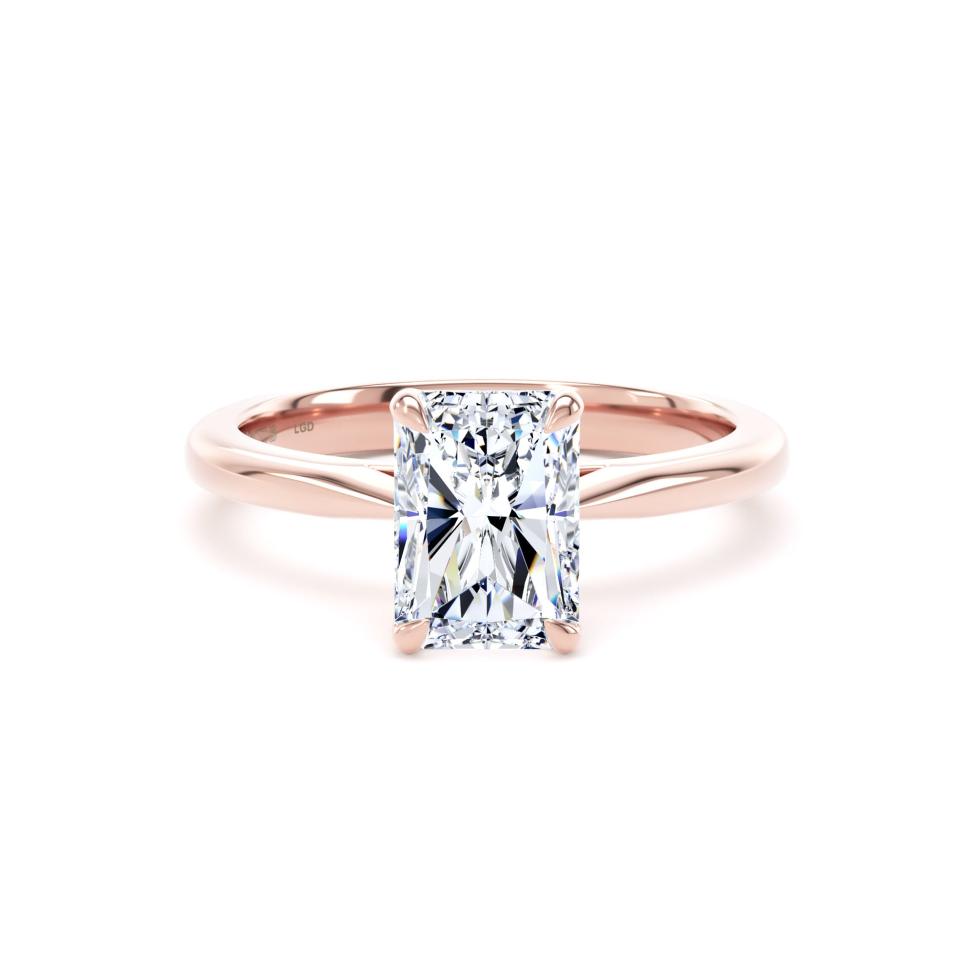 18ct Rose Gold 1.50cttw Radiant Cut Lab Grown Diamond Solitaire Engagement Ring