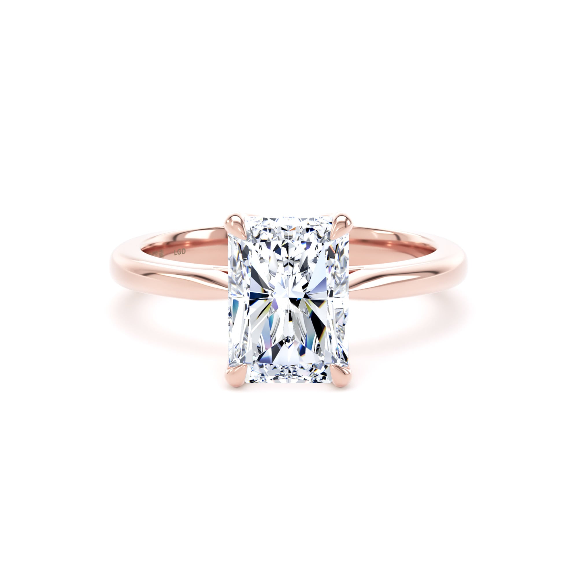 18ct Rose Gold 2.00cttw Radiant Cut Lab Grown Diamond Solitaire Engagement Ring