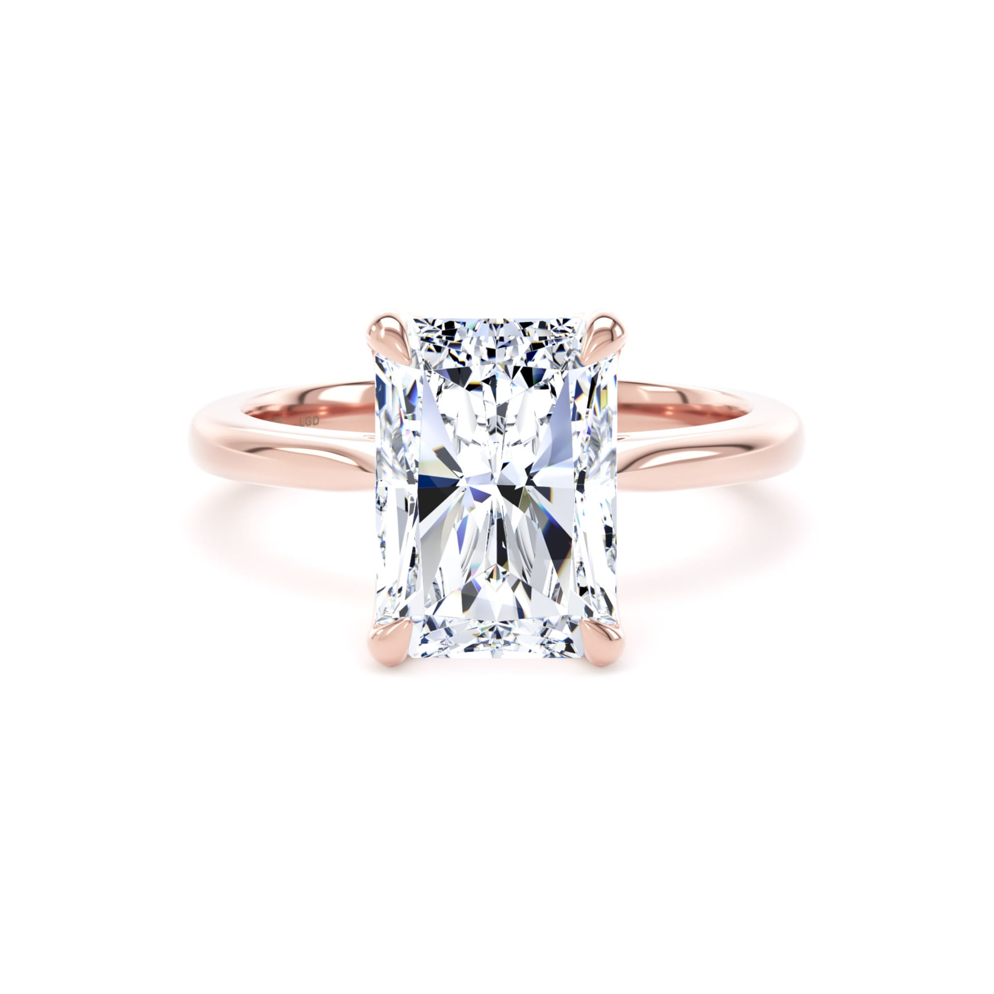 18ct Rose Gold 4.00cttw Radiant Cut Lab Grown Diamond Solitaire Engagement Ring