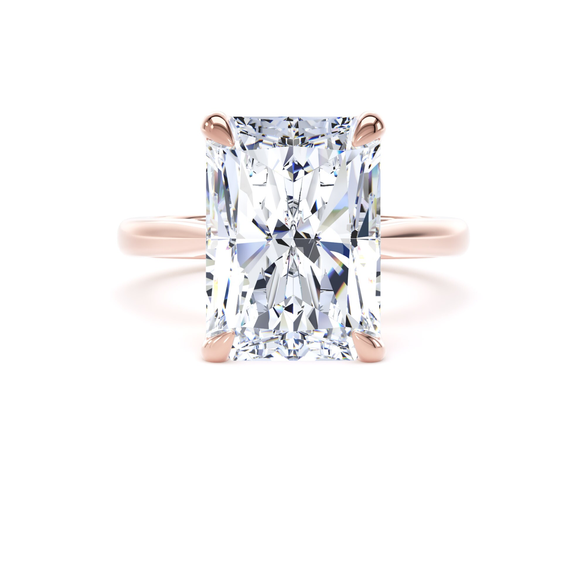 Goldsmiths 18ct Rose Gold 5.00cttw Radiant Cut Lab Grown Diamond Solitaire Engagement Ring - Ring Size W Goldsmiths 18ct Rose Gold 5.00cttw Radiant Cut Lab Grown Diamond Solitaire Engagement Ring - Ring Size W