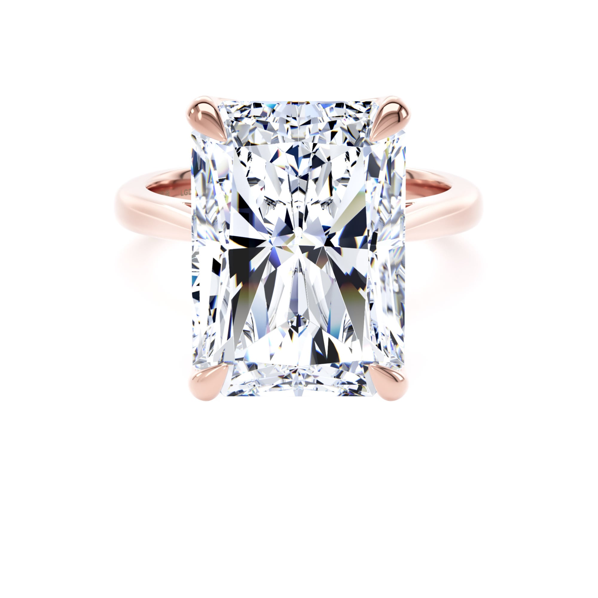 18ct Rose Gold 7.00cttw Radiant Cut Lab Grown Diamond Solitaire Engagement Ring